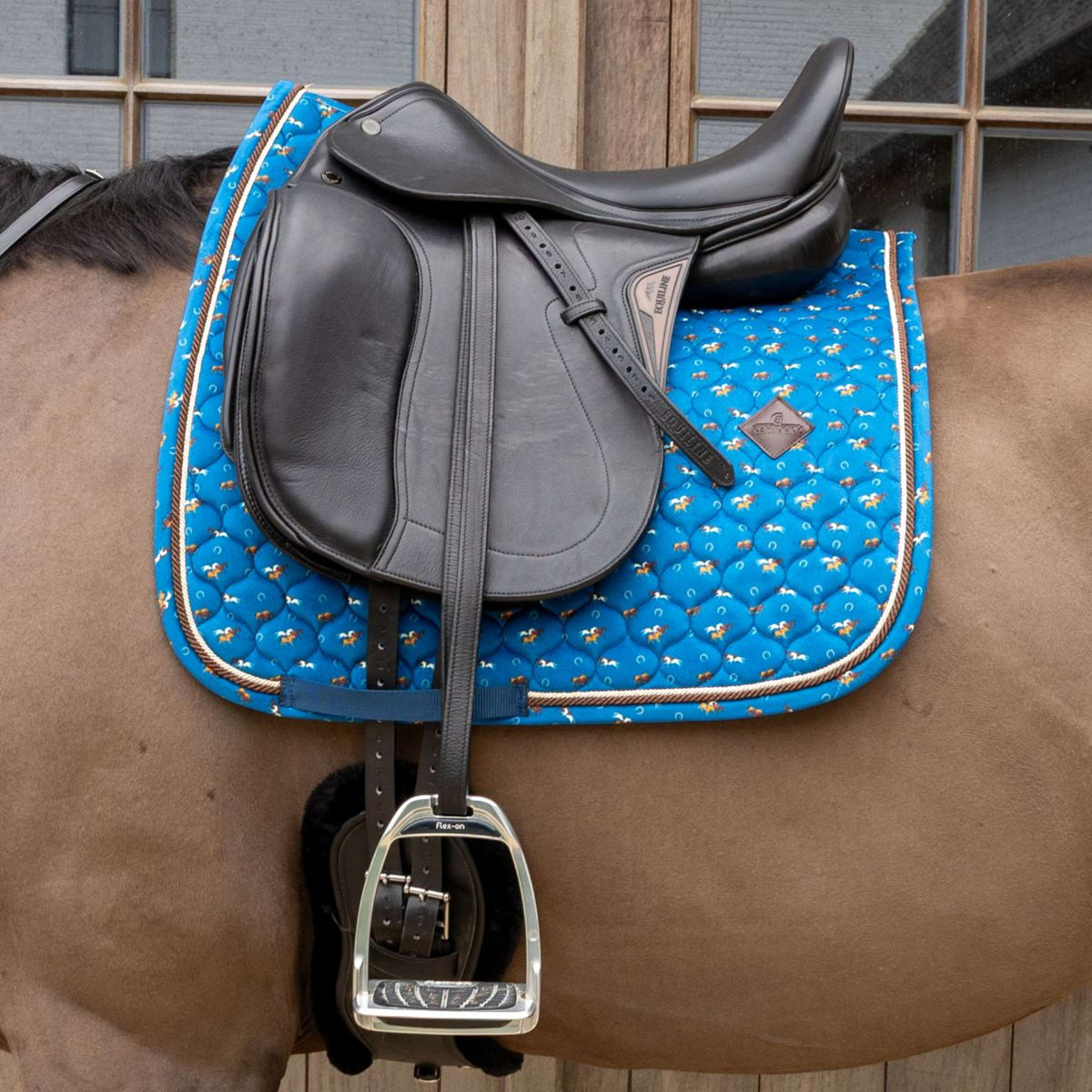 Kentucky Mantilla Velvet Horse Printing Doma clásica Navy