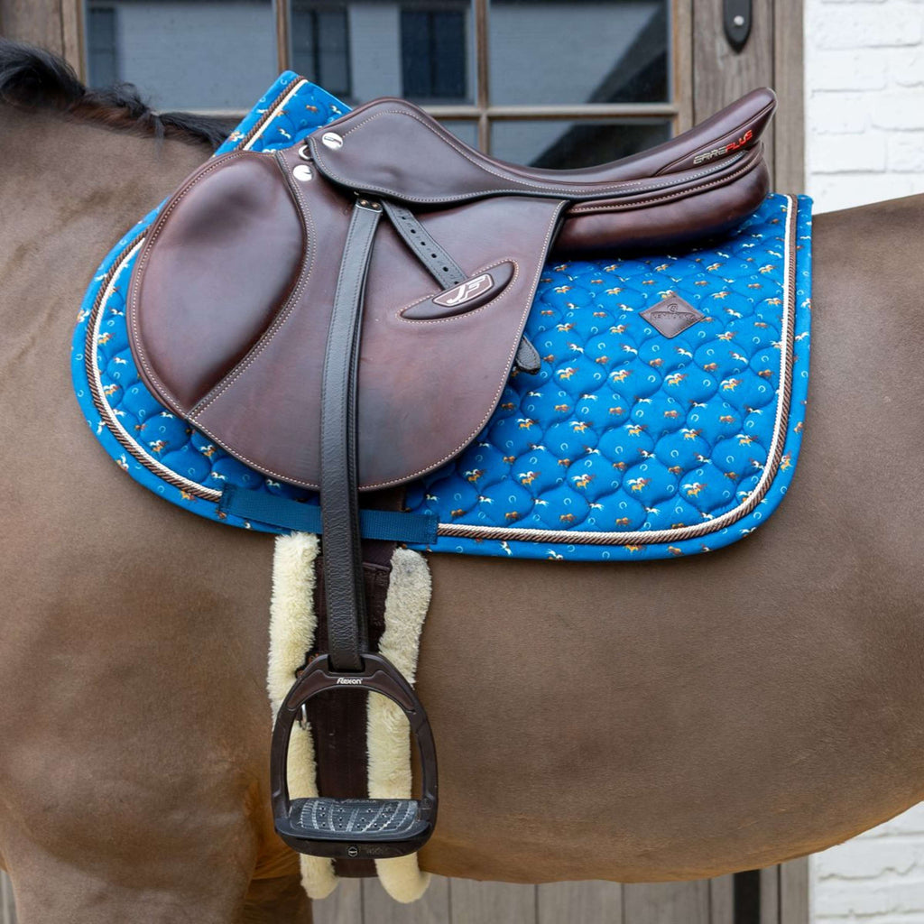 Kentucky Mantilla Velvet Horse Printing saltando Navy