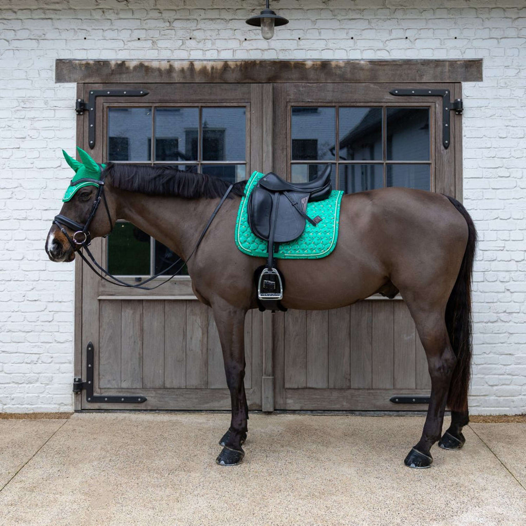 Kentucky Mantilla Velvet Horse Printing Doma clásica Verde