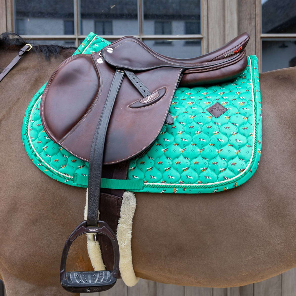 Kentucky Mantilla Velvet Horse Printing saltando Verde