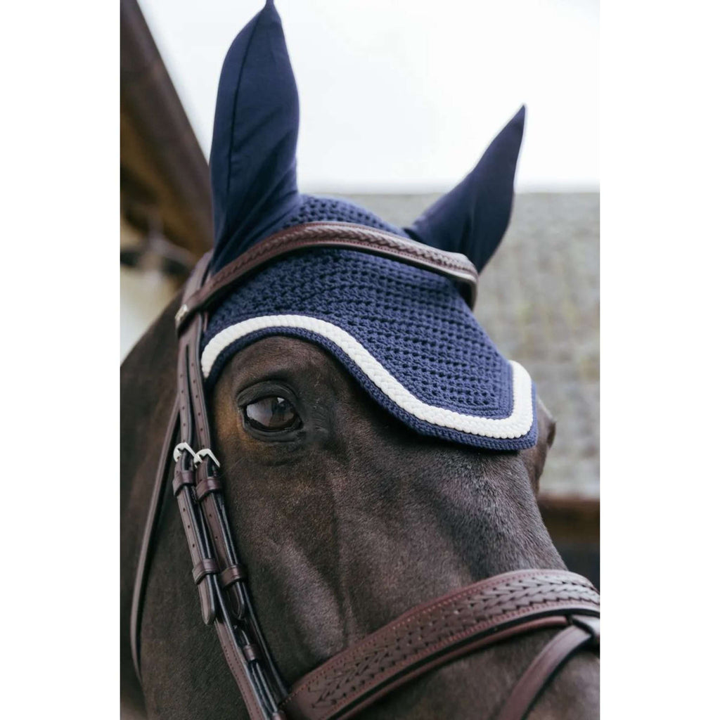 Kentucky Horsewear Bonete para Orejas Wellington Trenzado Soundless Navy