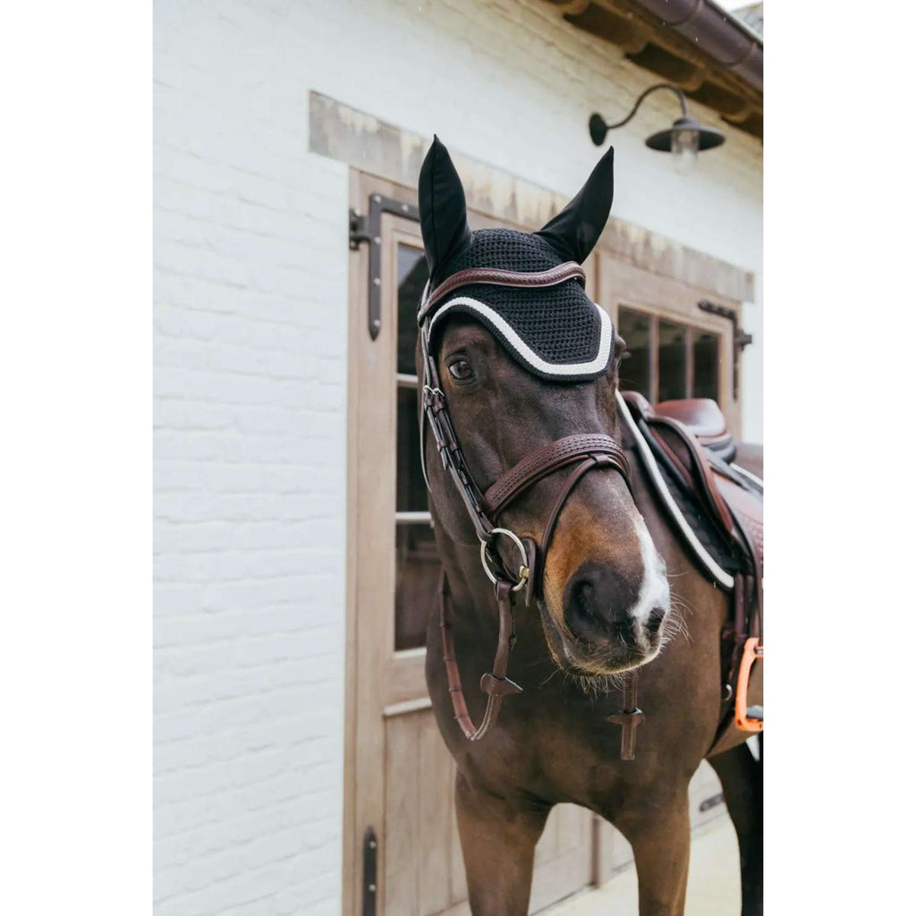 Kentucky Horsewear Bonete para Orejas Wellington Trenzado Soundless Negro