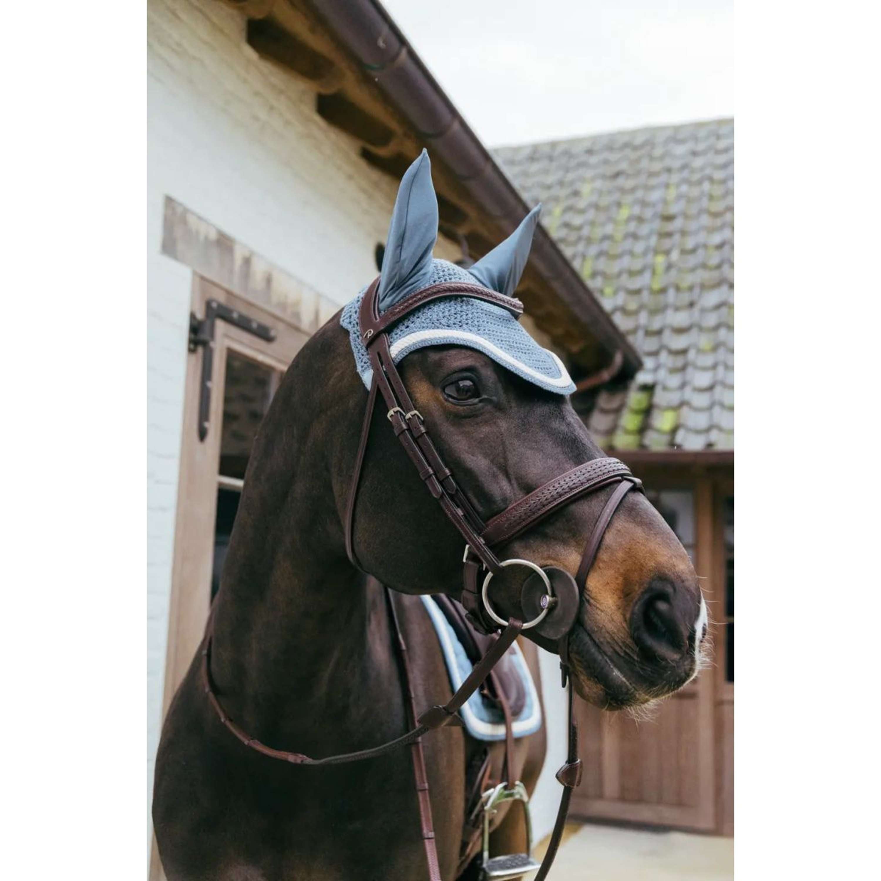 Kentucky Horsewear Bonete para Orejas Wellington Trenzado Azul claro