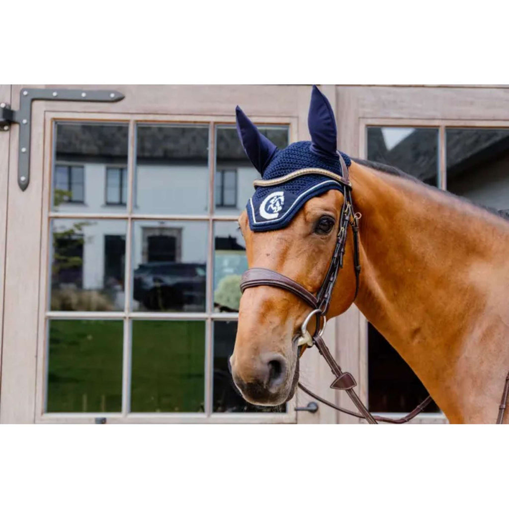 Kentucky Horsewear Bonete para Orejas Wellington 3D Logo Navy