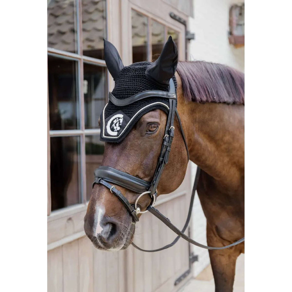 Kentucky Horsewear Bonete para Orejas Wellington 3D Logo Negro
