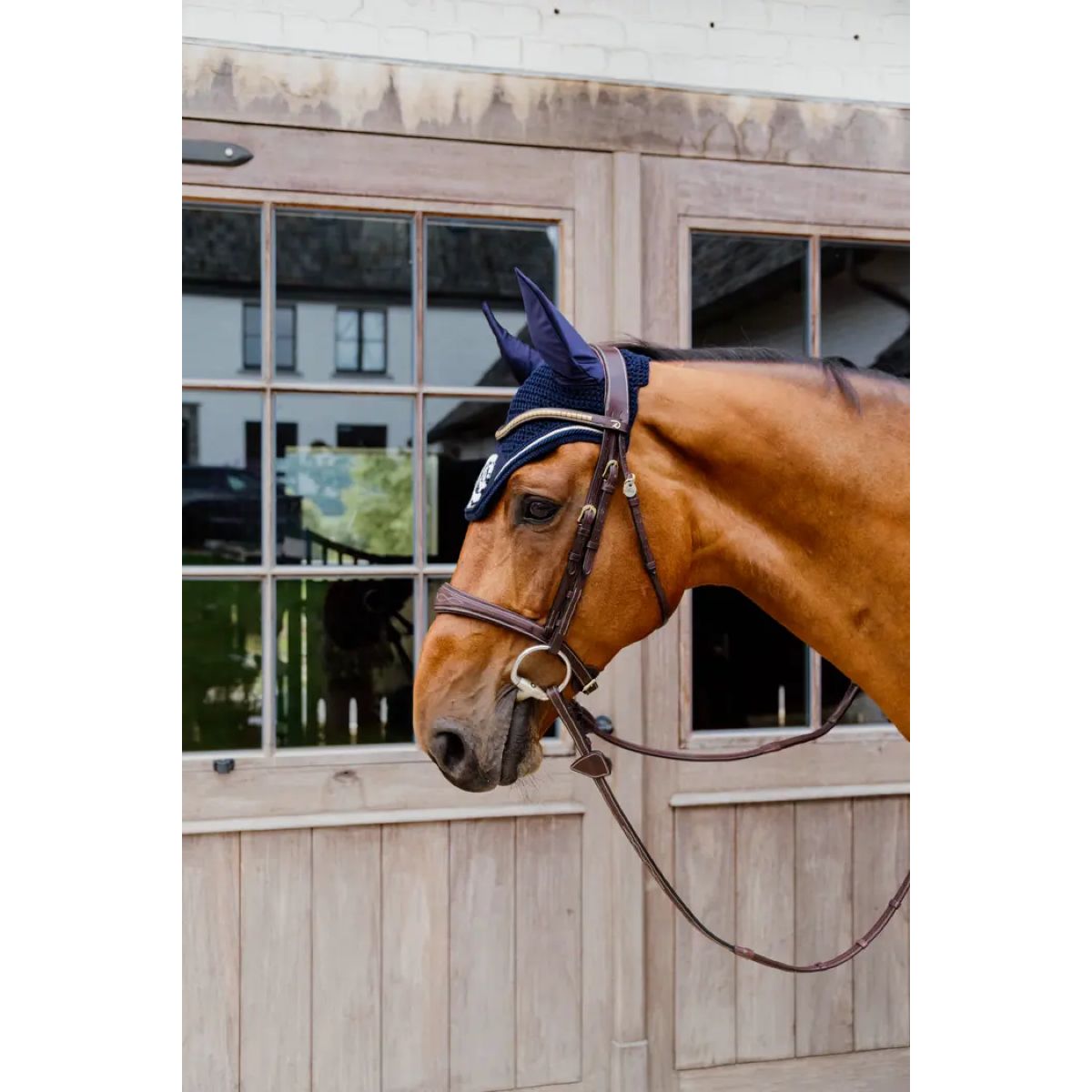Kentucky Horsewear Bonete para Orejas Wellington 3D Logo Navy