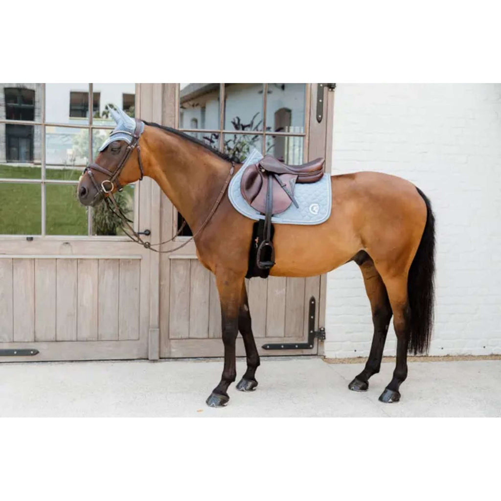 Kentucky Horsewear Bonete para Orejas Wellington 3D Logo Azul Claro