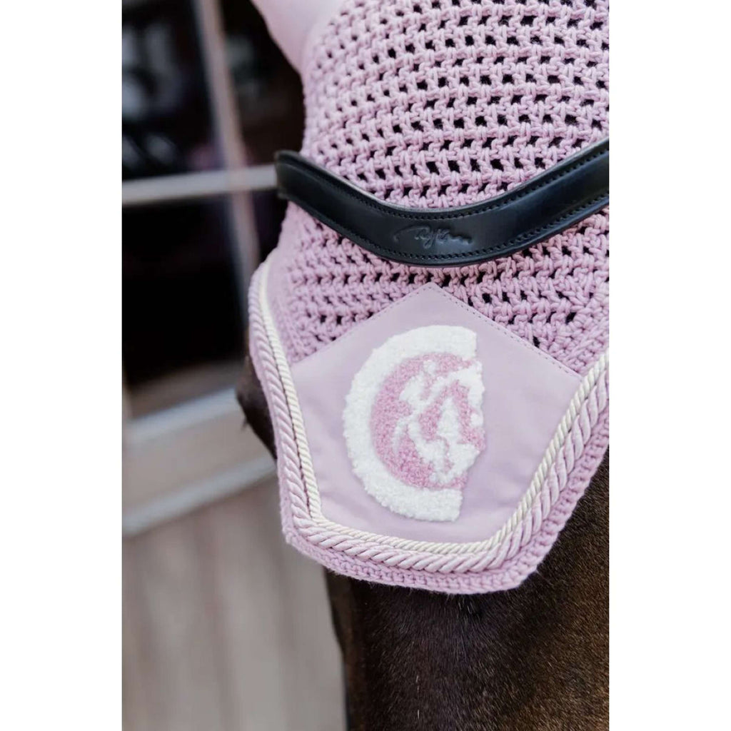 Kentucky Horsewear Bonete para Orejas Wellington 3D Logo Rosa claro