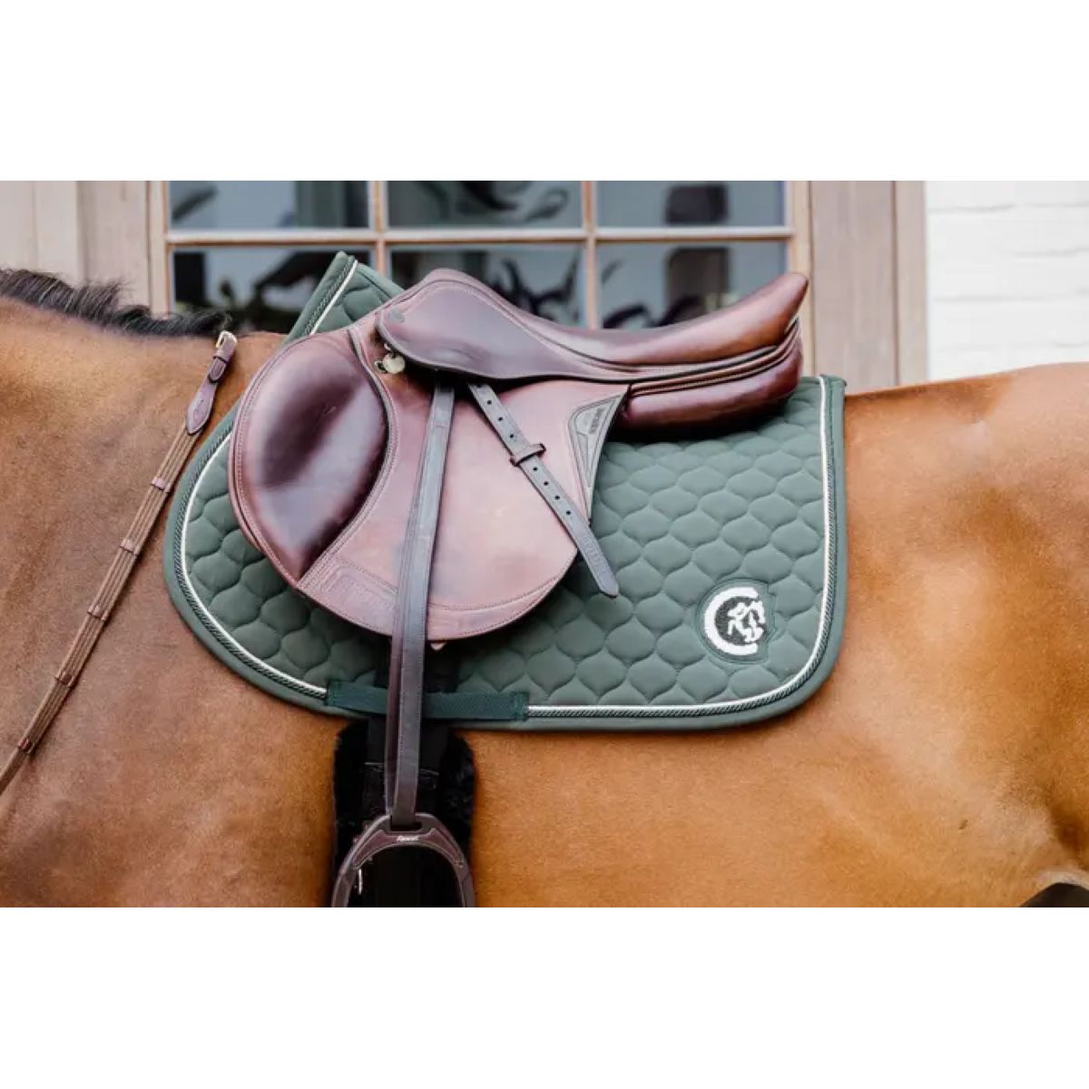 Kentucky Horsewear Mantilla Onion Quilt 3D Logo Springen Pine Green