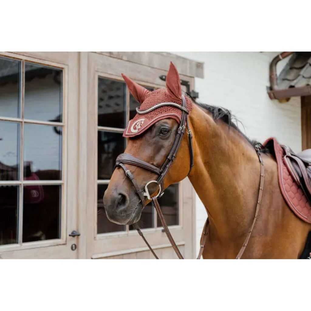 Kentucky Horsewear Bonete para Orejas Wellington 3D Logo Fucsia