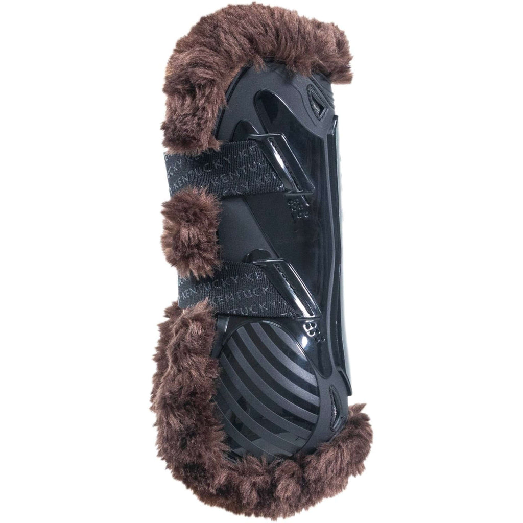 Kentucky Horsewear Botas para Tendones  Piel de oveja vegana elástica de bambú Negro/Marrón