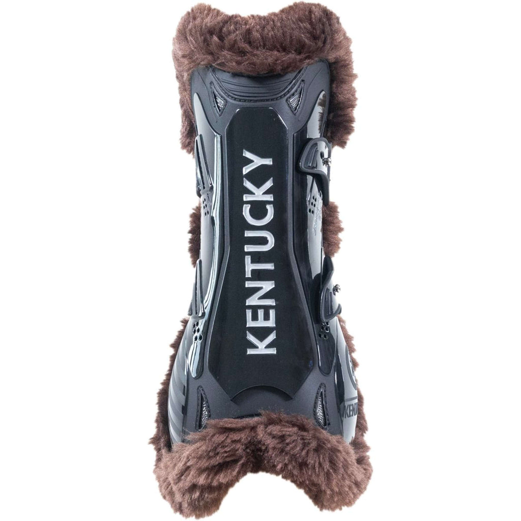 Kentucky Horsewear Botas para Tendones  Piel de oveja vegana elástica de bambú Negro/Marrón