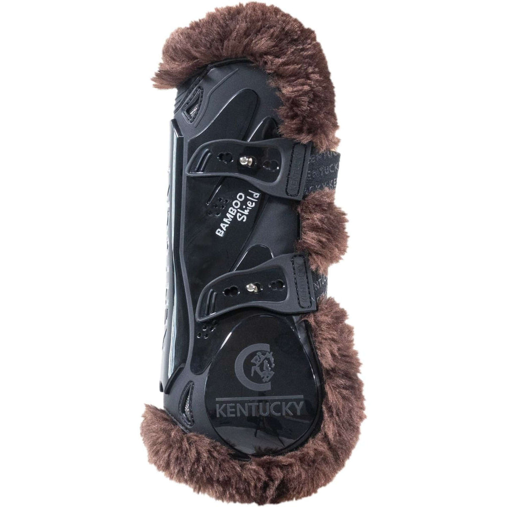 Kentucky Horsewear Botas para Tendones  Piel de oveja vegana elástica de bambú Negro/Marrón
