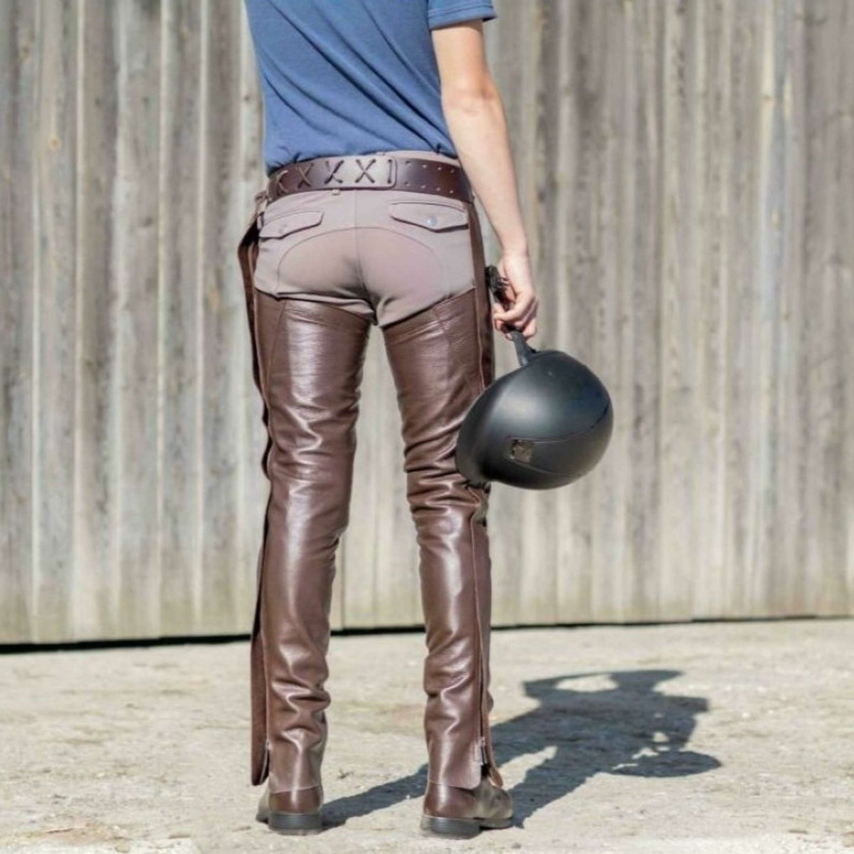 Dyon Chaps largos de Cuero Standard Marron