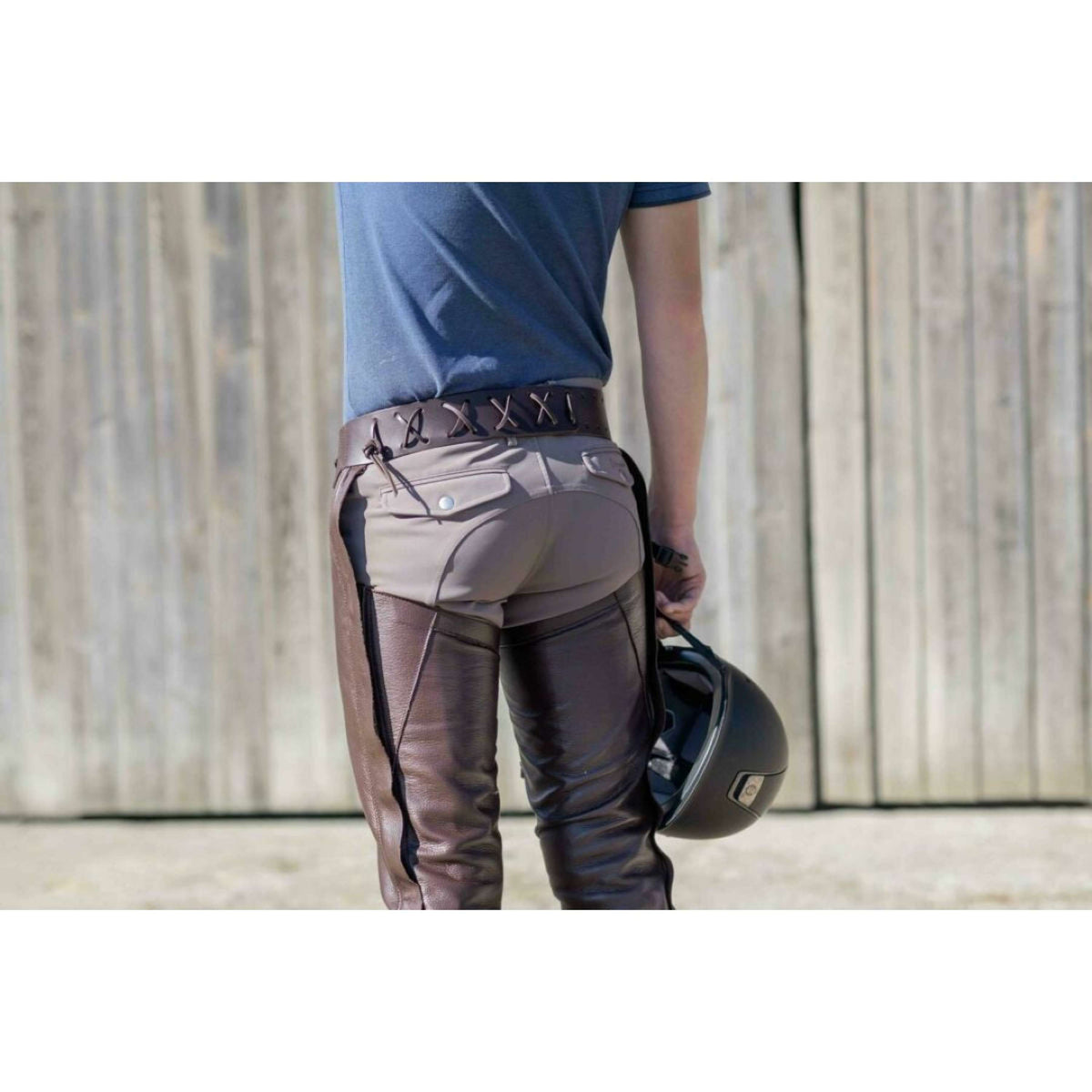 Dyon Chaps largos de Cuero Standard Marron