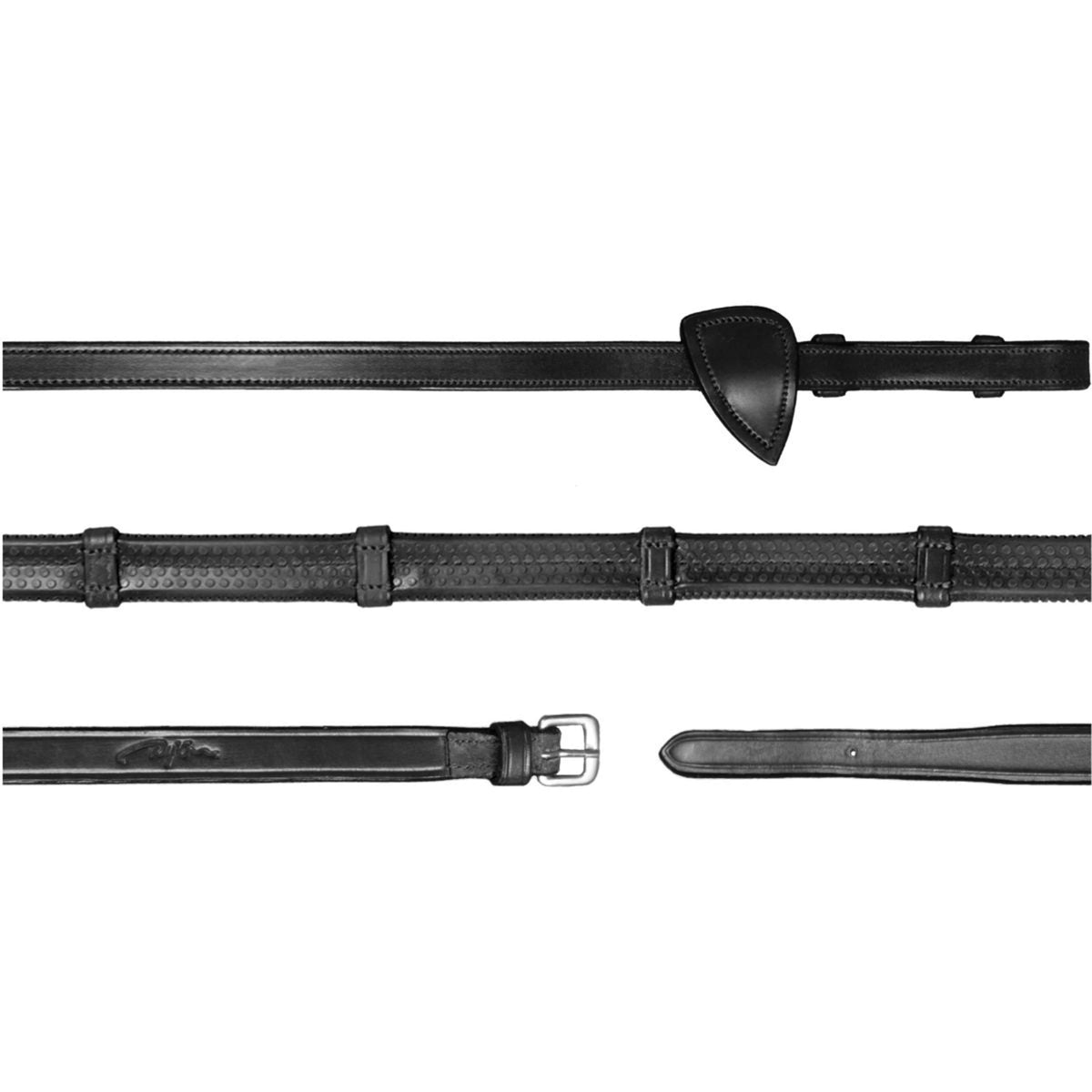 Dyon Riendas 7 Loops New English Collection 1/2 Caucho Negro