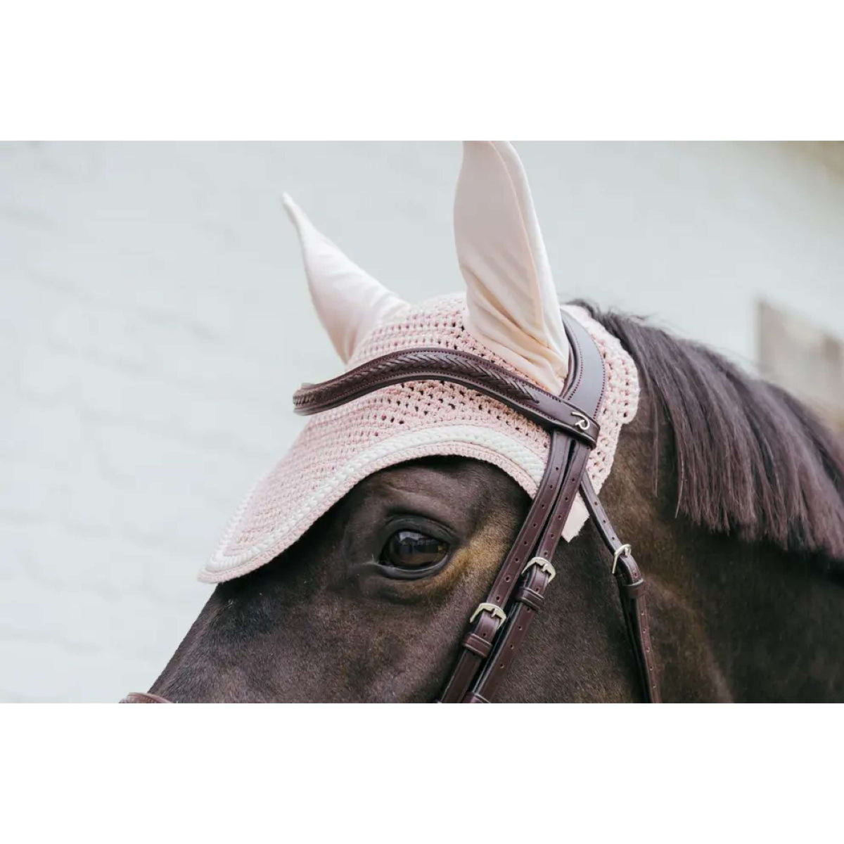 Kentucky Horsewear Bonete para Orejas Wellington Trenzado Soundless Rosa claro