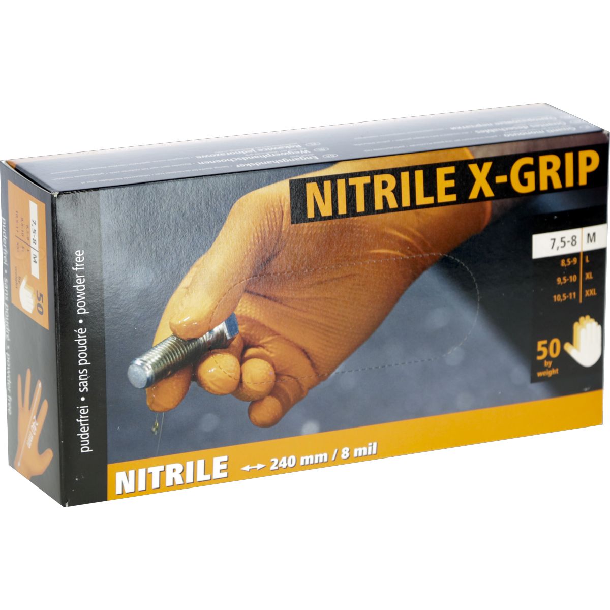Kerbl Guantes Desechables Nitril X-Grip 50 Piezas Naranja