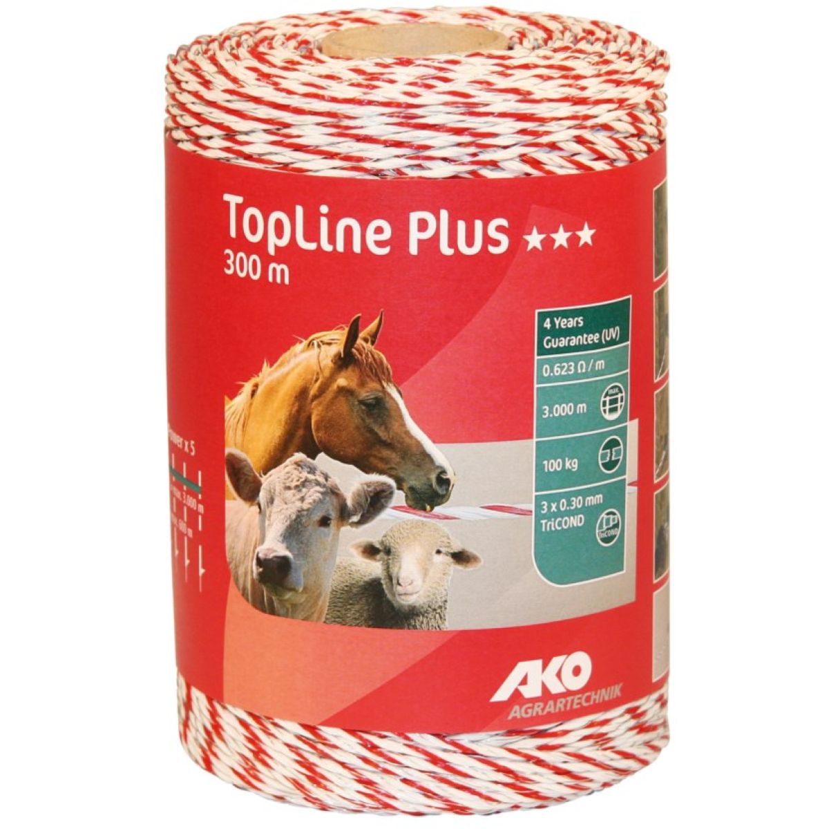 Ako Alambre para Cercas Topline Plus Blanco Rojo