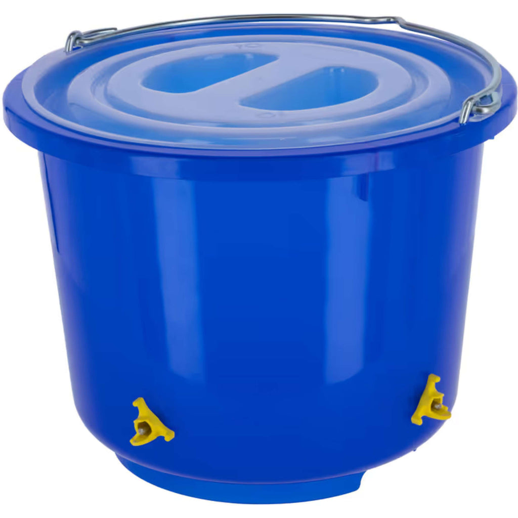 Kerbl Cubo Bebedero para Aves con 4 bebederos de tetina Azul