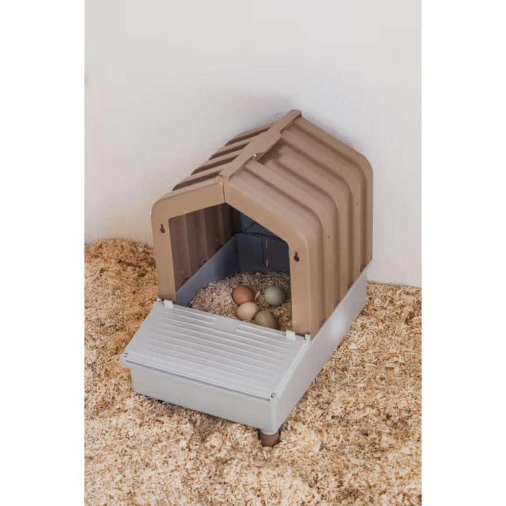 Kerbl Nido de Puesta para Aves de Corral con Bandeja Recolectora Marron/Gris