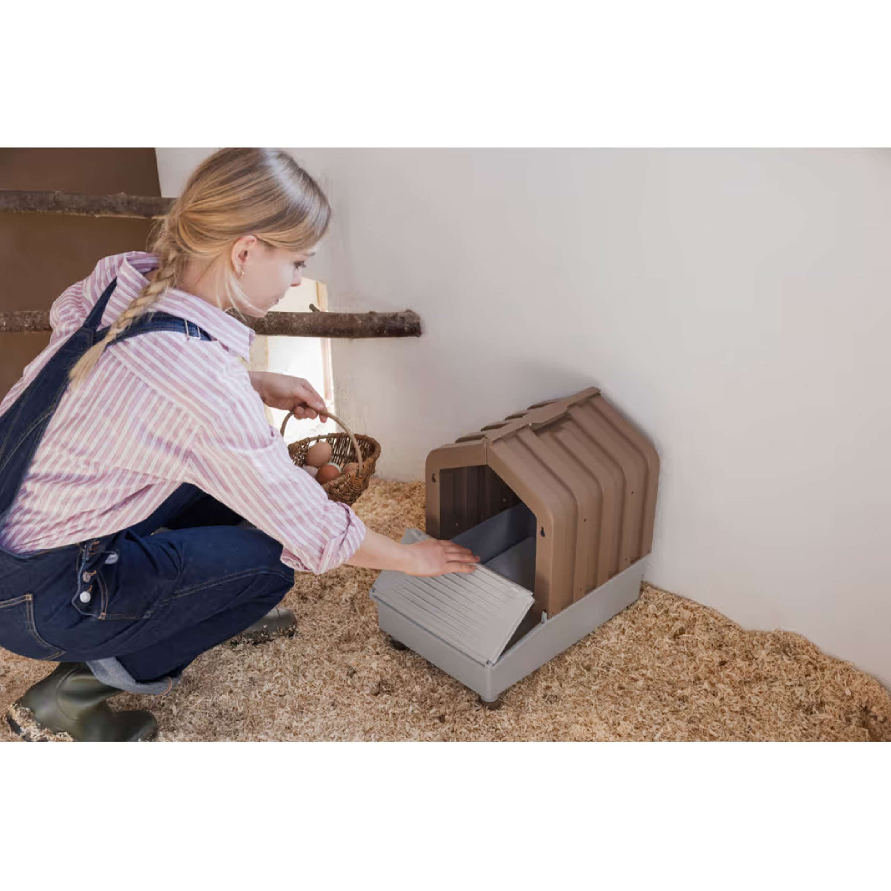 Kerbl Nido de Puesta para Aves de Corral con Bandeja Recolectora Marron/Gris