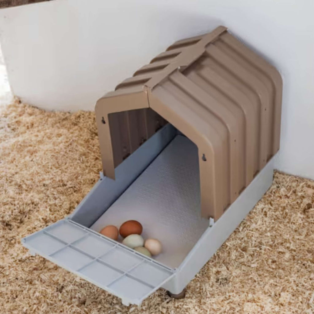 Kerbl Nido de Puesta para Aves de Corral con Bandeja Recolectora Marron/Gris