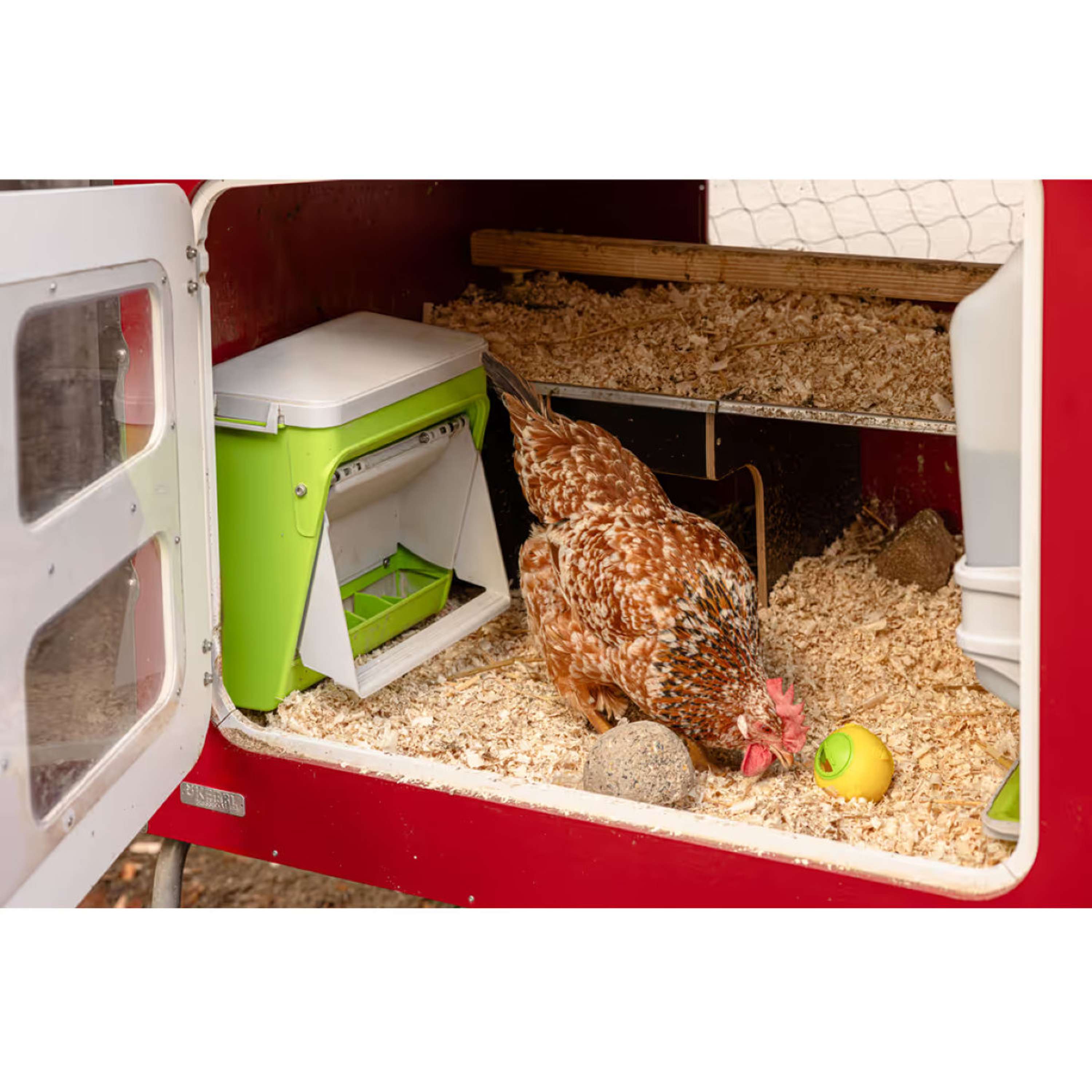 Kerbl Alimentador Automático con Solapa Protectora Verde