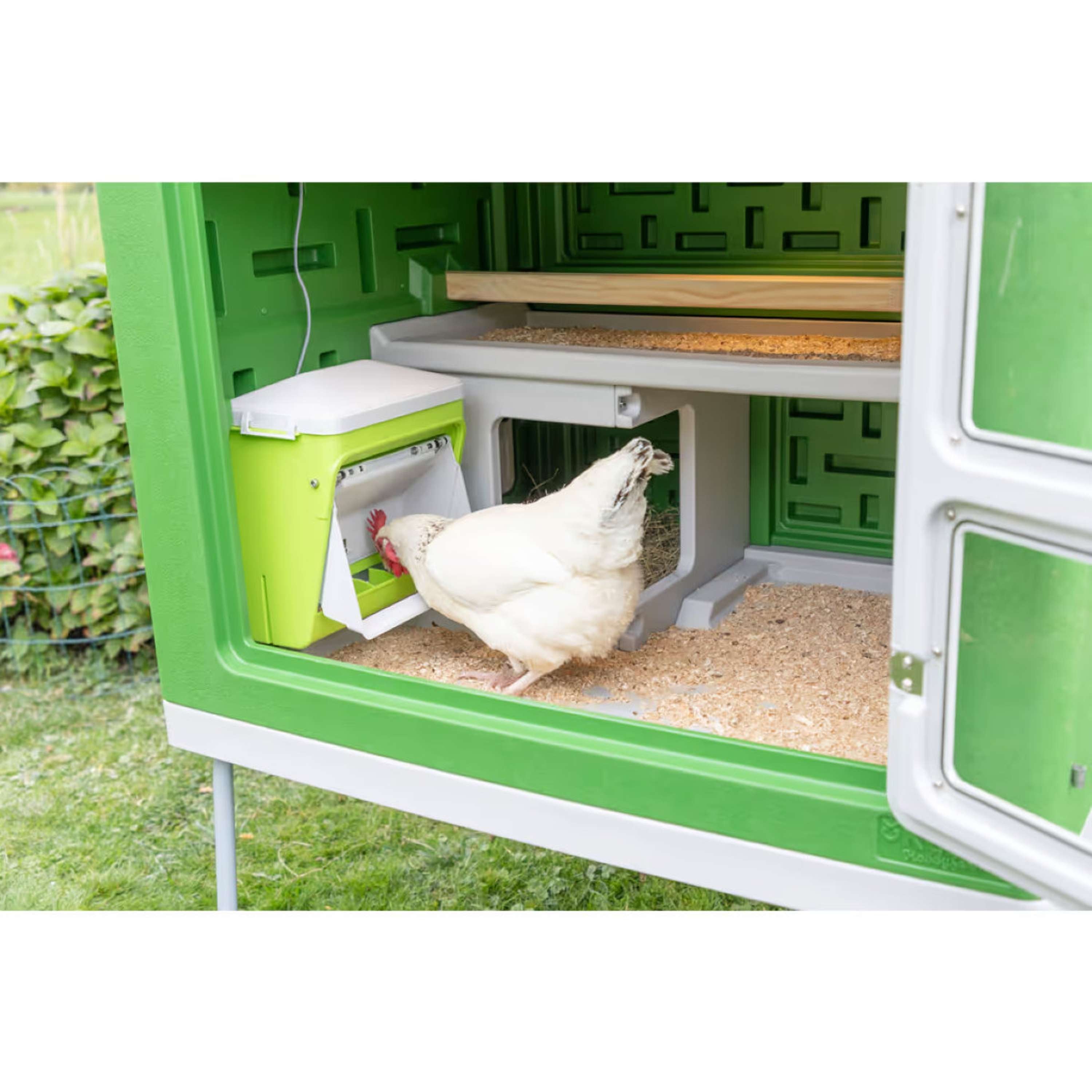 Kerbl Alimentador Automático con Solapa Protectora Verde