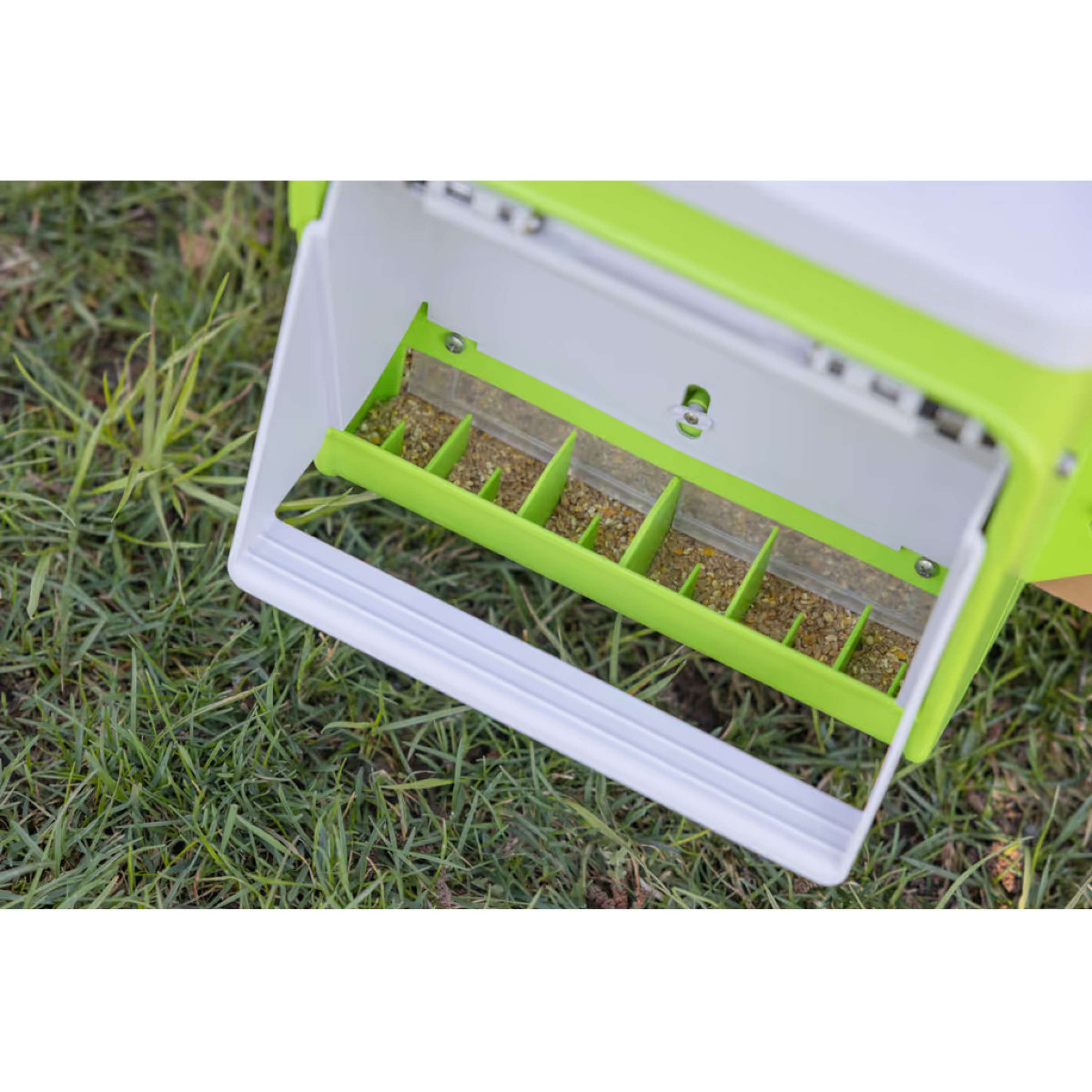 Kerbl Alimentador Automático con Solapa Protectora Verde