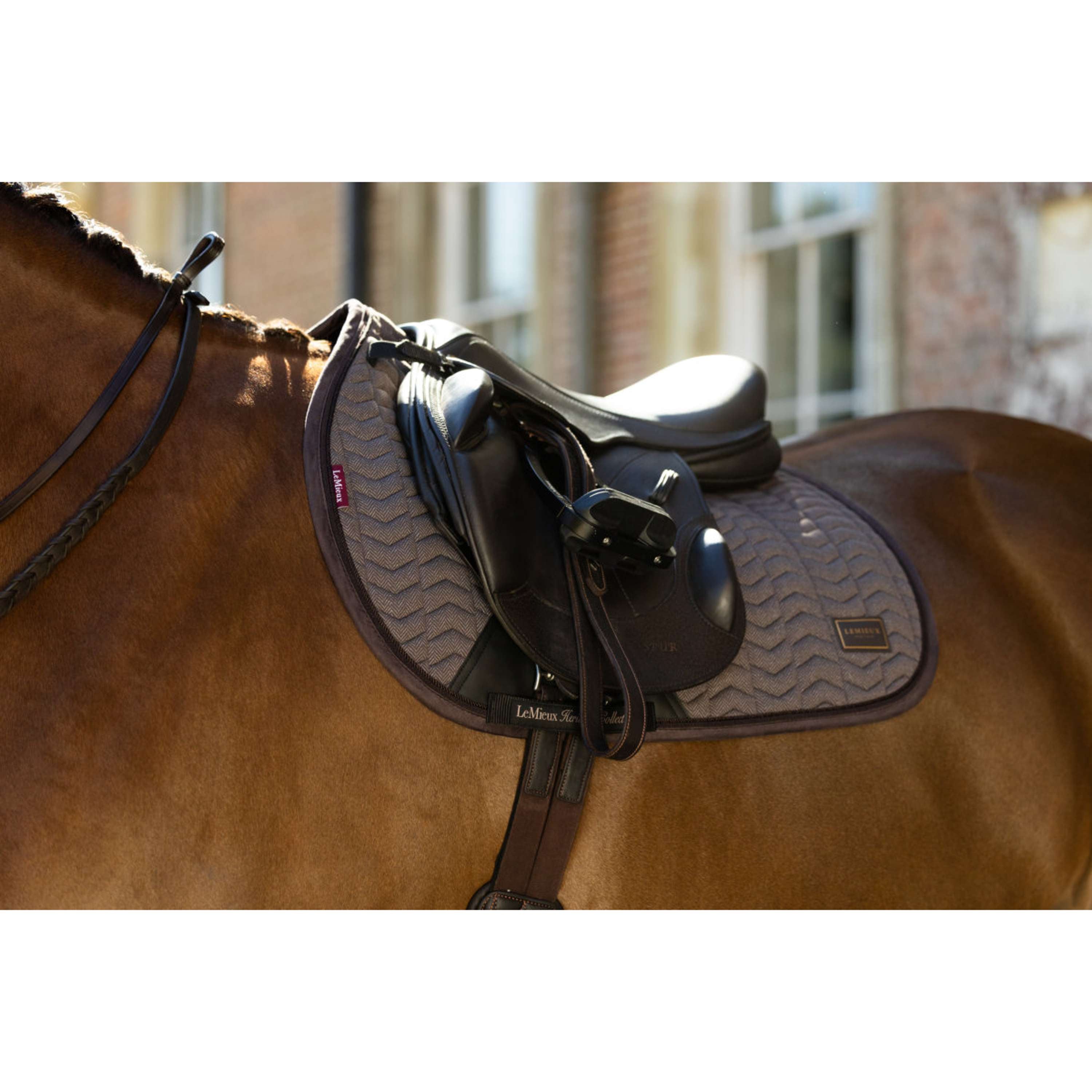 LeMieux Mantilla Heritage Herringbone Square Saltando Cocoa
