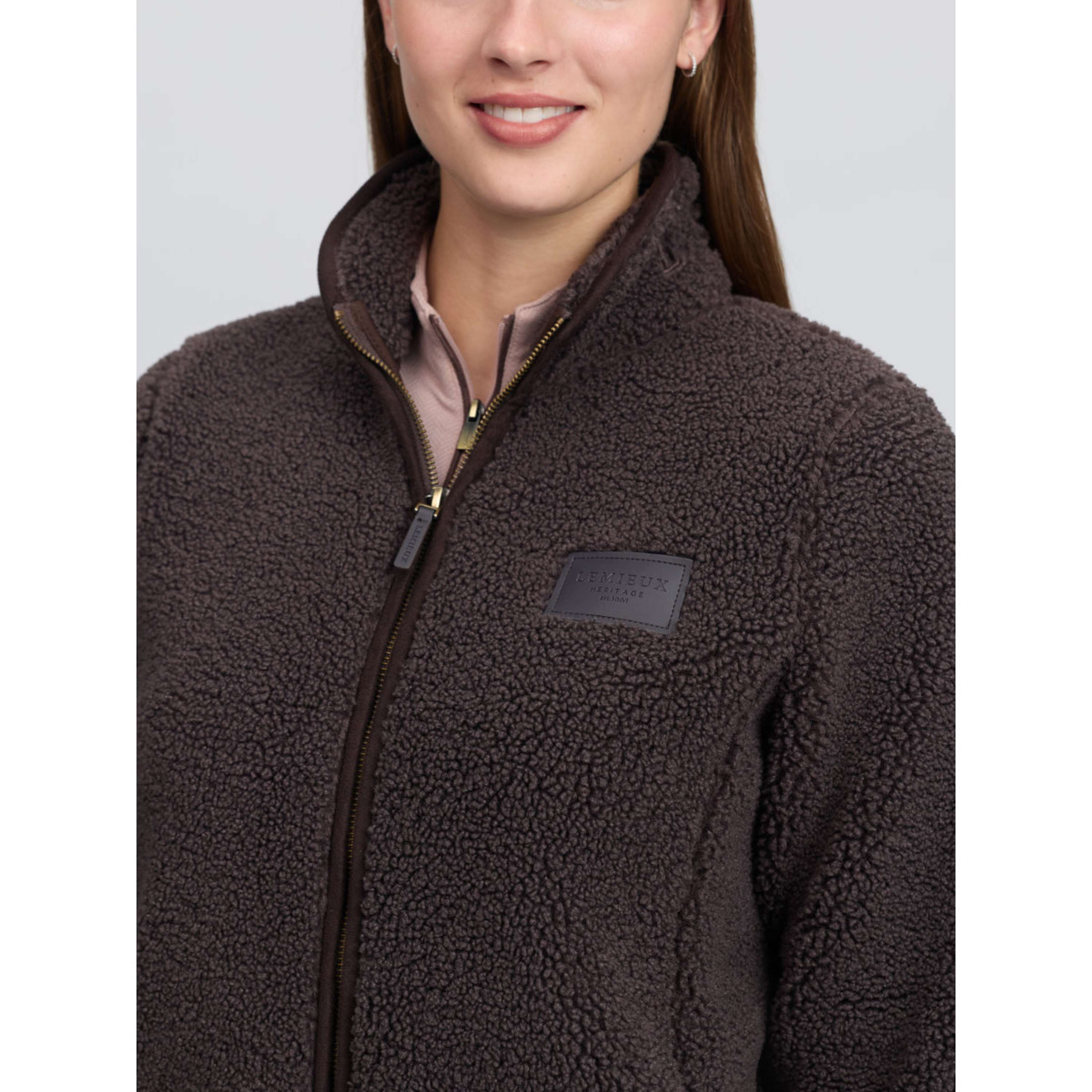 LeMieux Sudadera con capucha y cremallera Heritage Borg Zip Through Cocoa