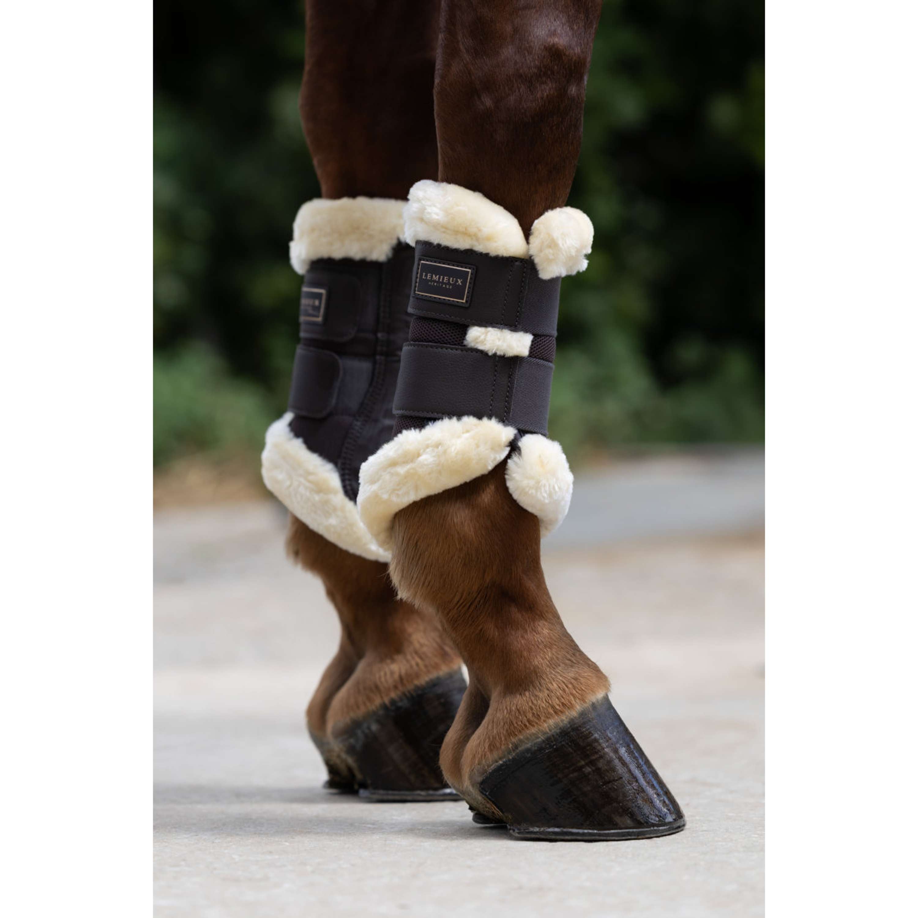 LeMieux Protectores de piernas Heritage Fleece Edged Cocoa