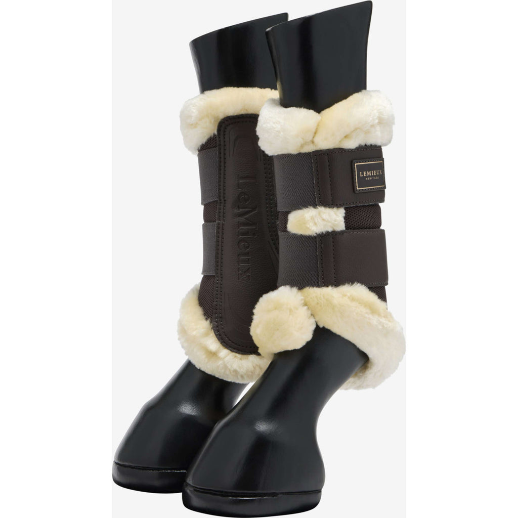 LeMieux Protectores de piernas Heritage Fleece Edged Cocoa