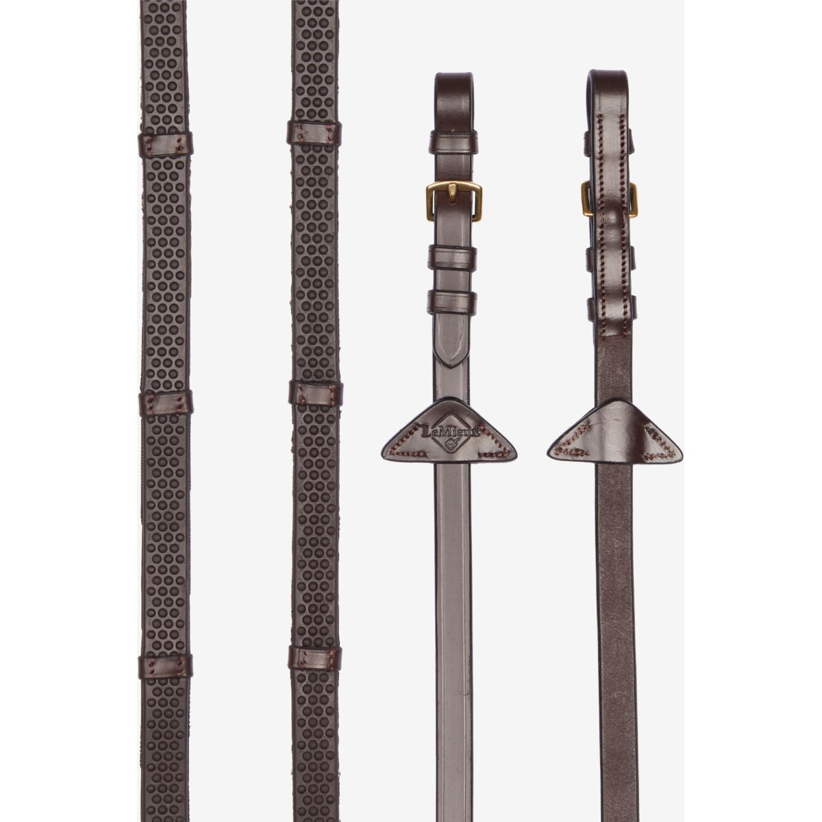 LeMieux Riendas Soft Rubber with Stoppers Havana/Brass