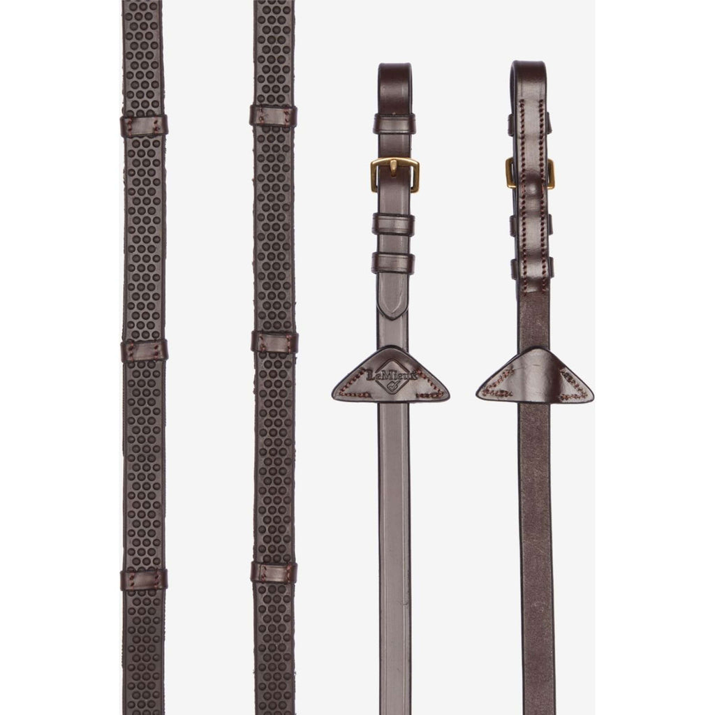 LeMieux Riendas Soft Rubber with Stoppers Havana/Brass