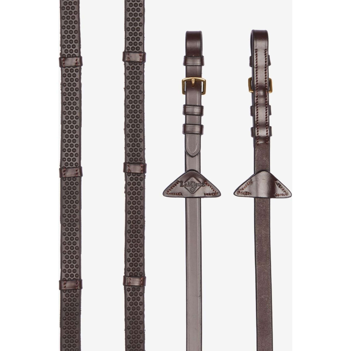 LeMieux Riendas Soft Rubber with Stoppers Havana/Brass