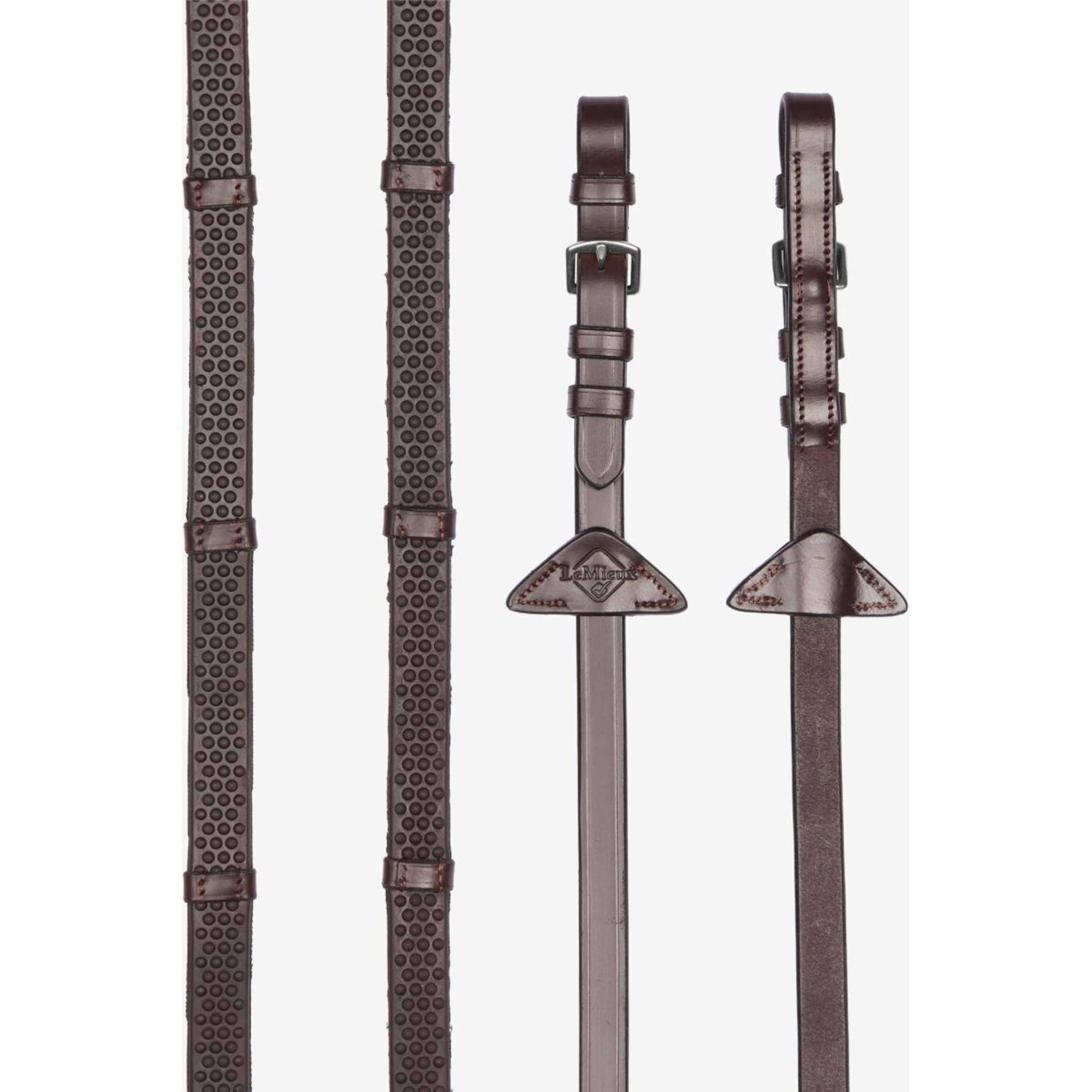 LeMieux Riendas Soft Rubber with Stoppers Havana/Plata