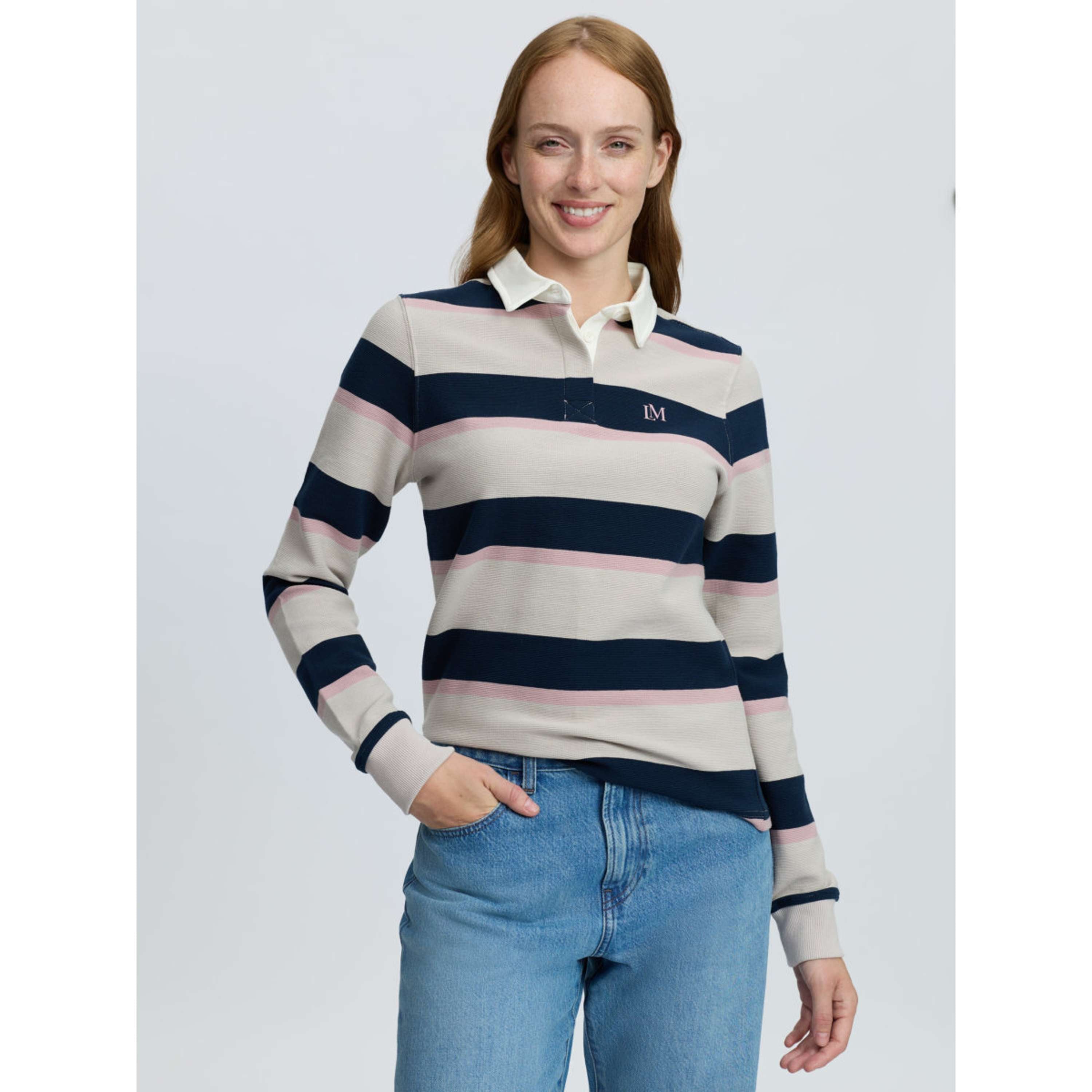 LeMieux Camiseta Sloane Stripe Rugby Piedra