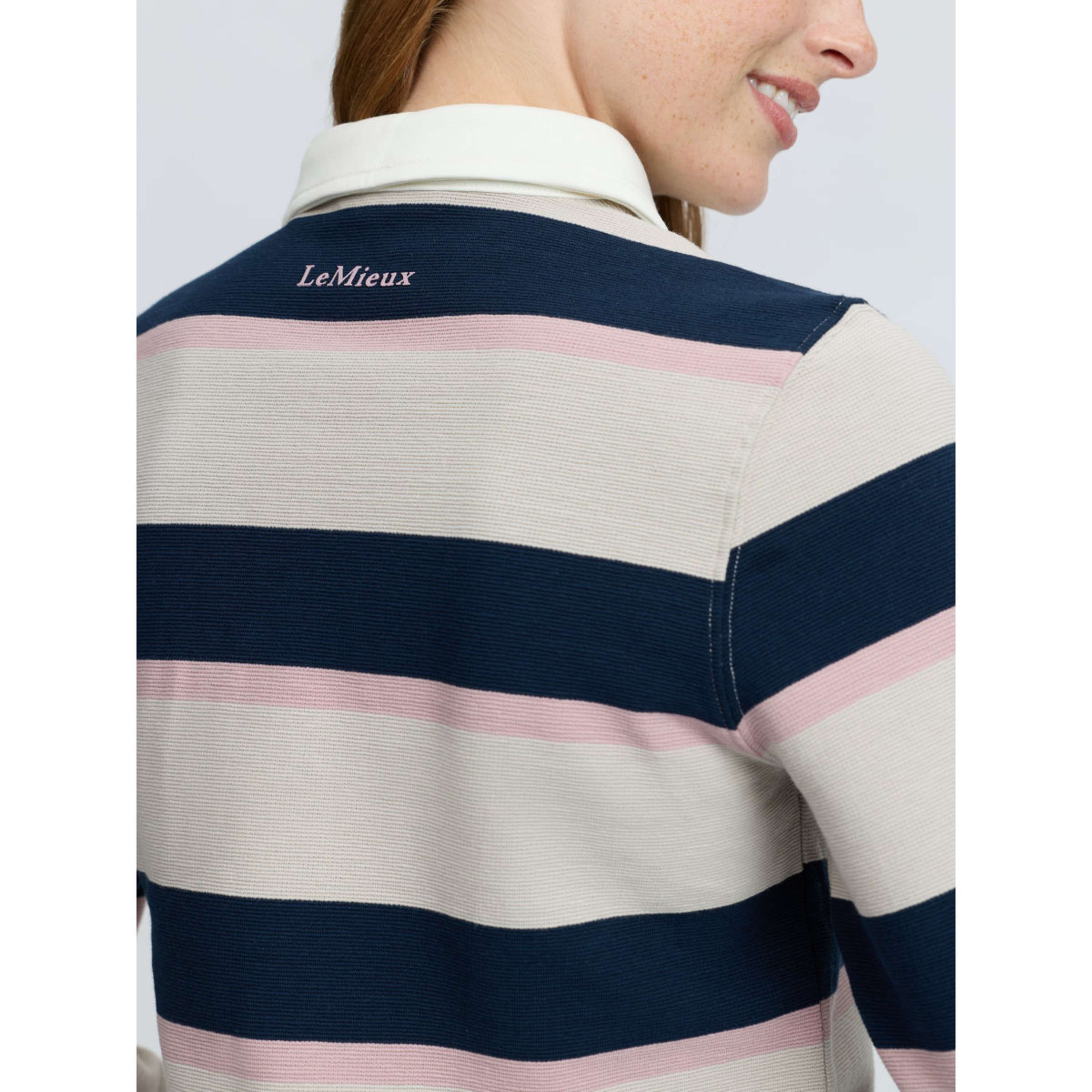 LeMieux Camiseta Sloane Stripe Rugby Piedra