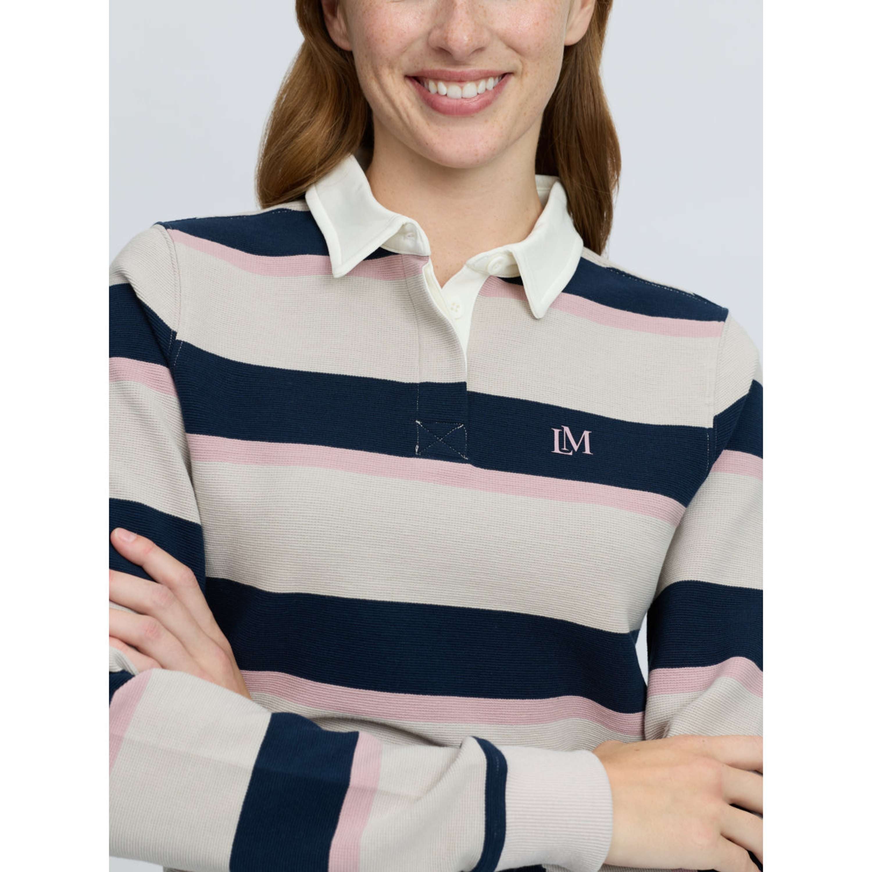LeMieux Camiseta Sloane Stripe Rugby Piedra