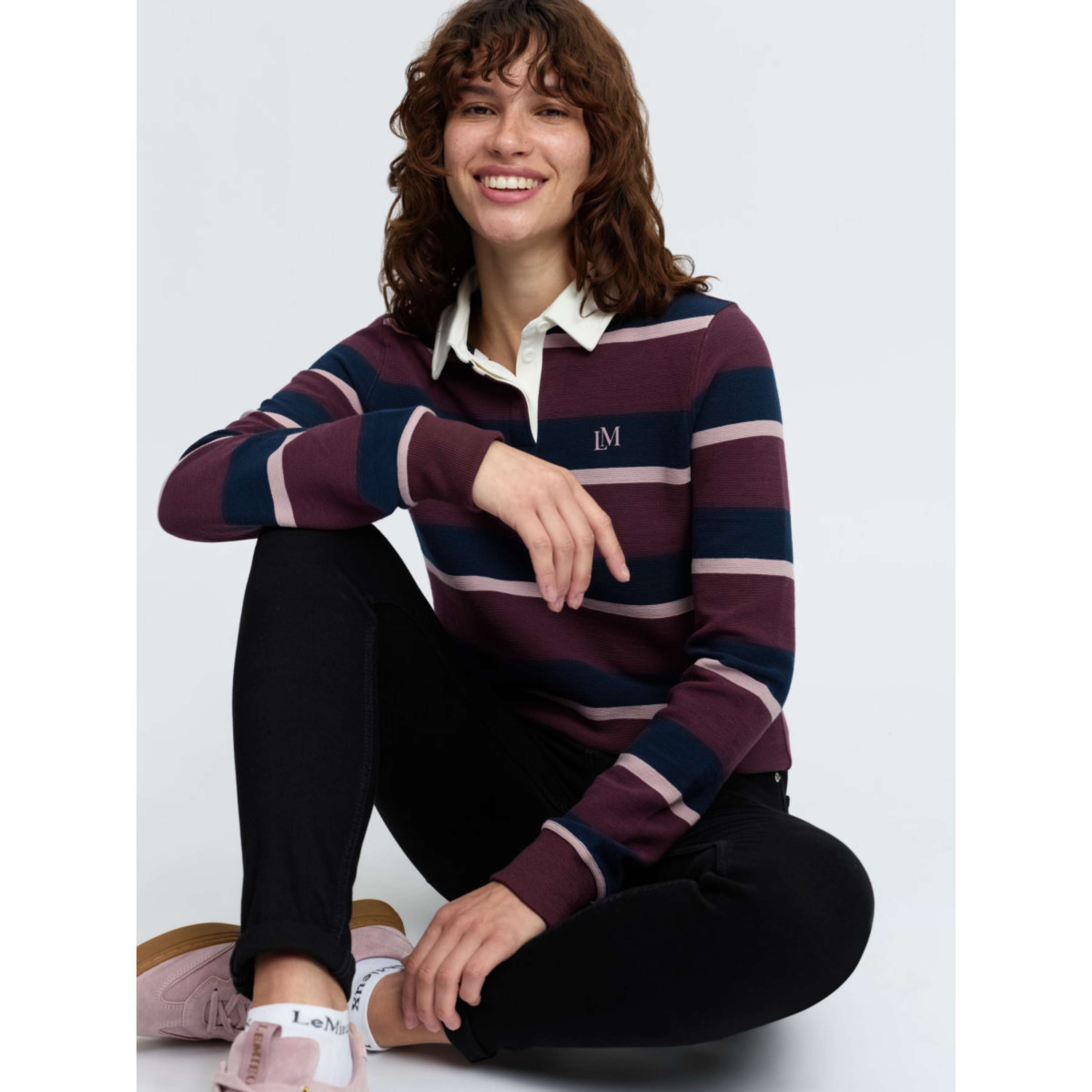 LeMieux Camiseta Sloane Stripe Rugby Bramble