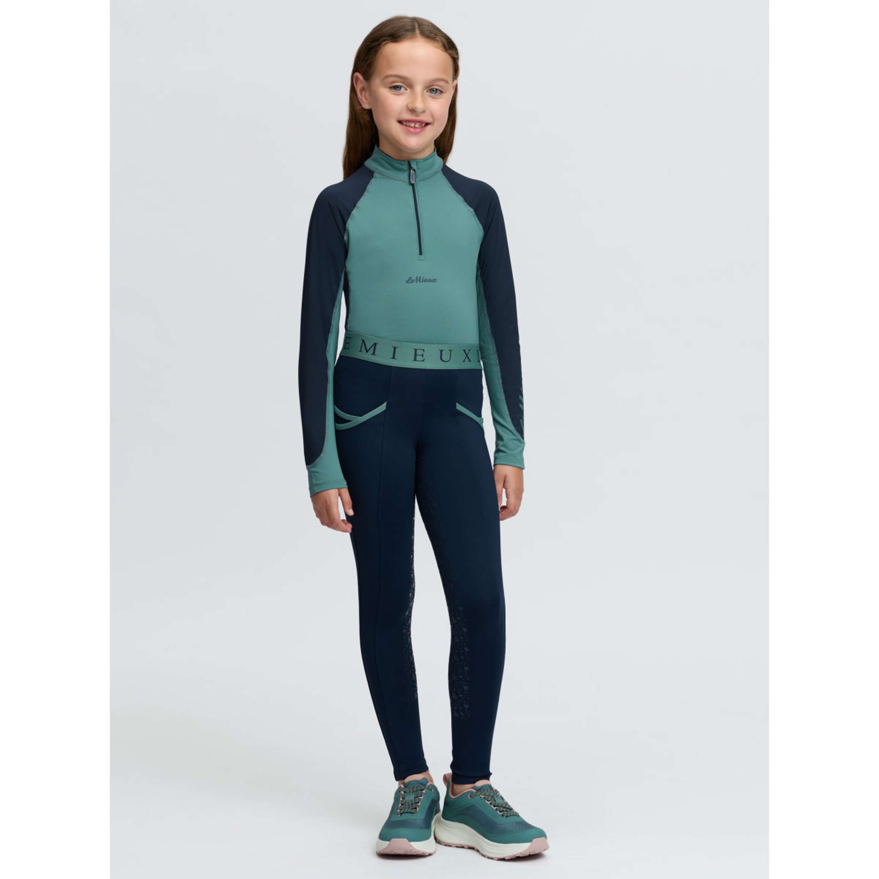 LeMieux Legging de Equitación Kids Full Grip Navy/Aloe