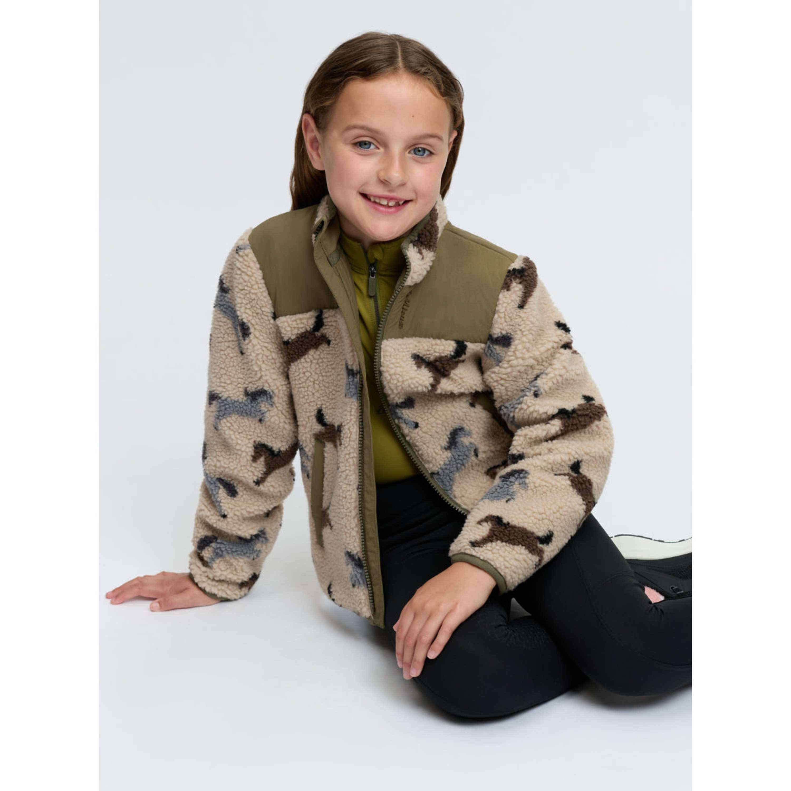 LeMieux Sudadera con capucha y cremallera Theo Pony Fleece Kids Willow Green