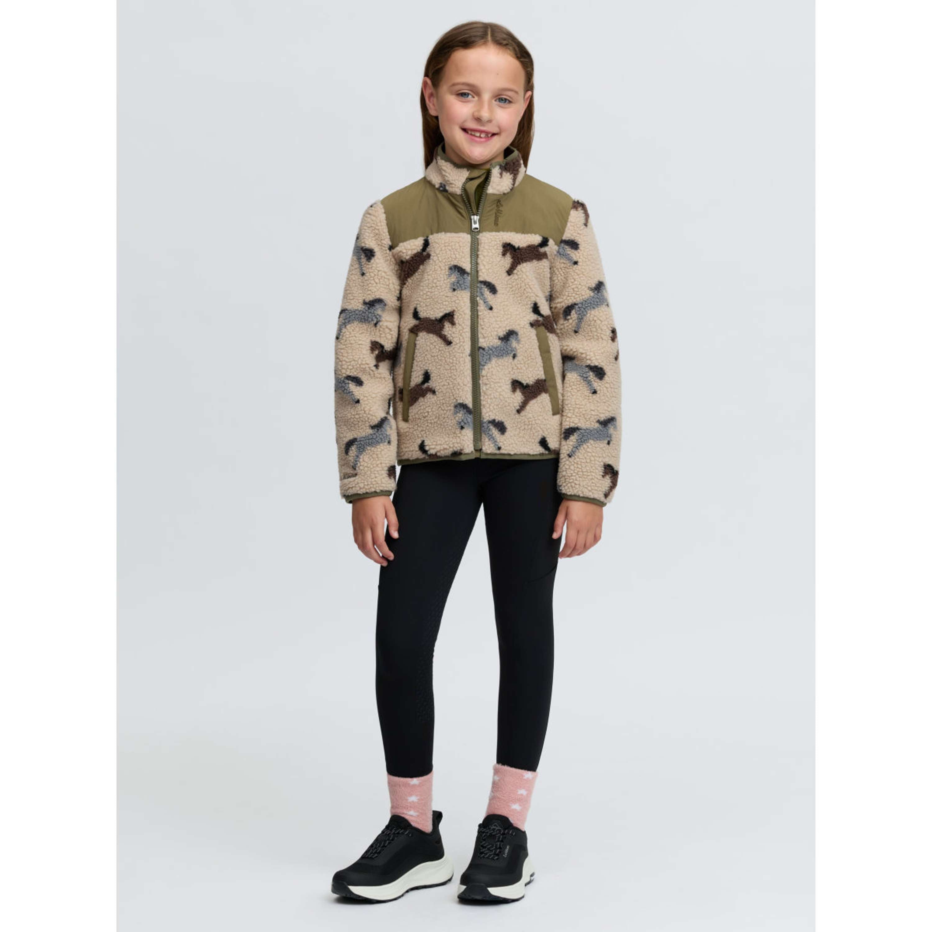 LeMieux Sudadera con capucha y cremallera Theo Pony Fleece Kids Willow Green