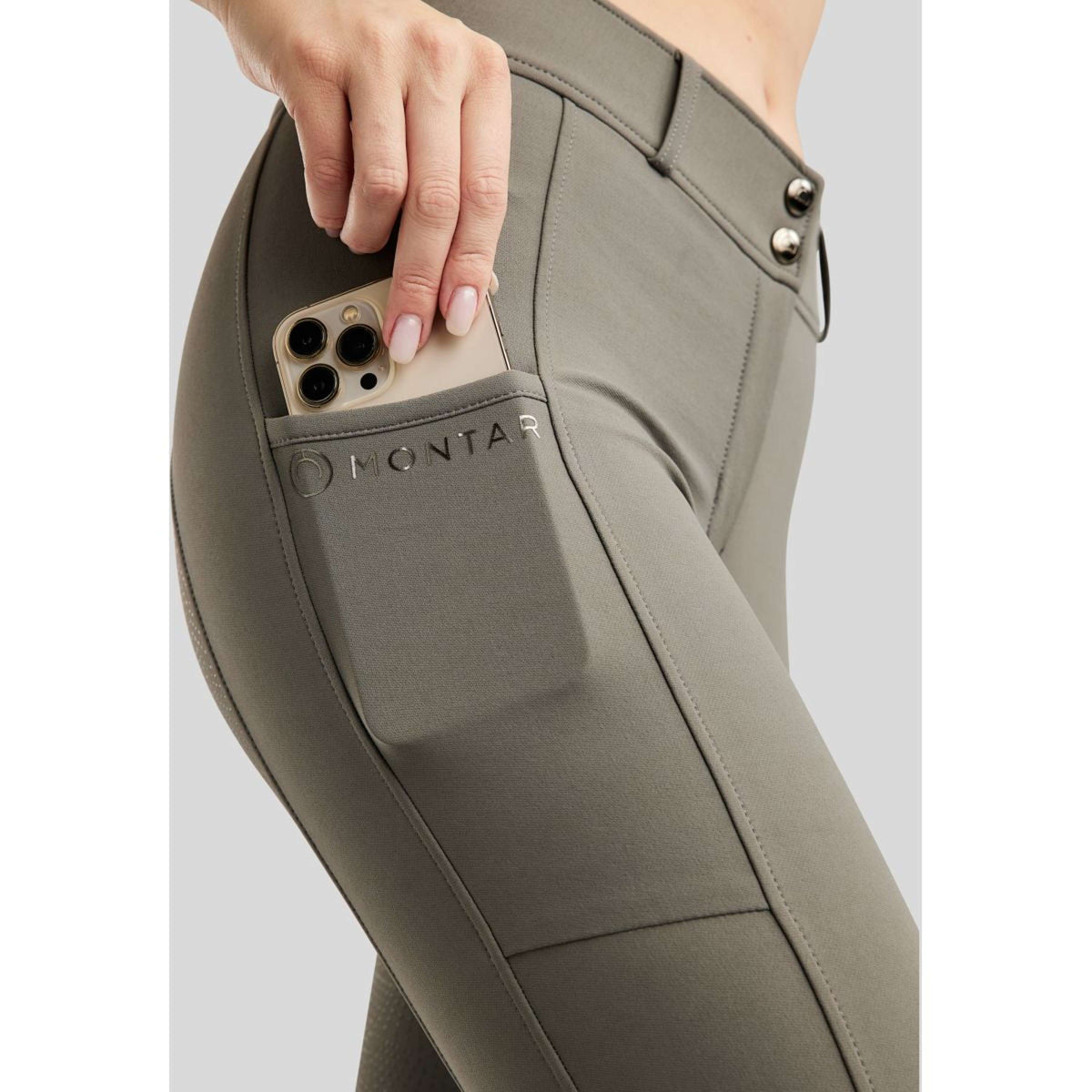 Montar Pantalón de Equitación Megan Full Grip Gris
