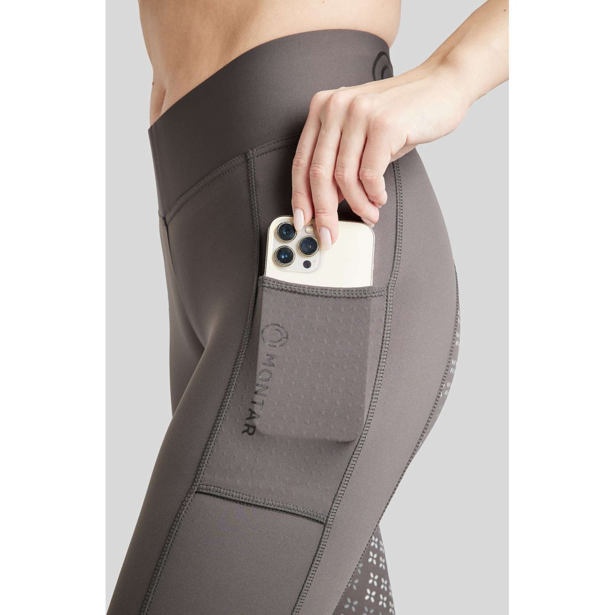 Montar Legging de Equitación Selena Pull On FullGrip Gris