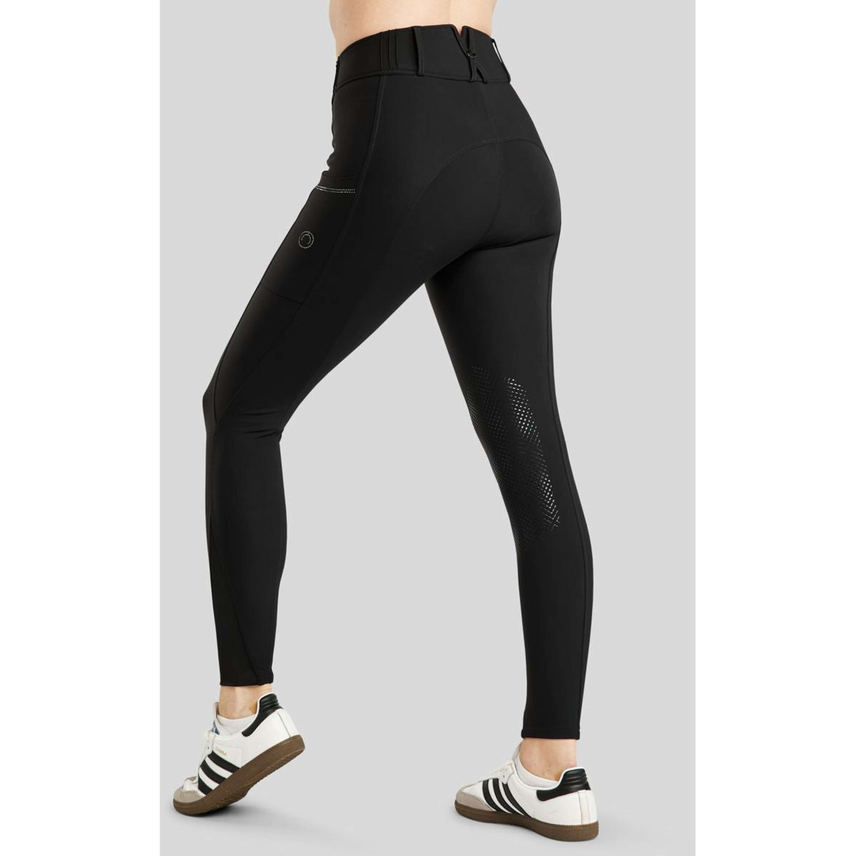 Montar Pantalones MoZuna Gun Metal Crystals Agarre de rodilla Negro