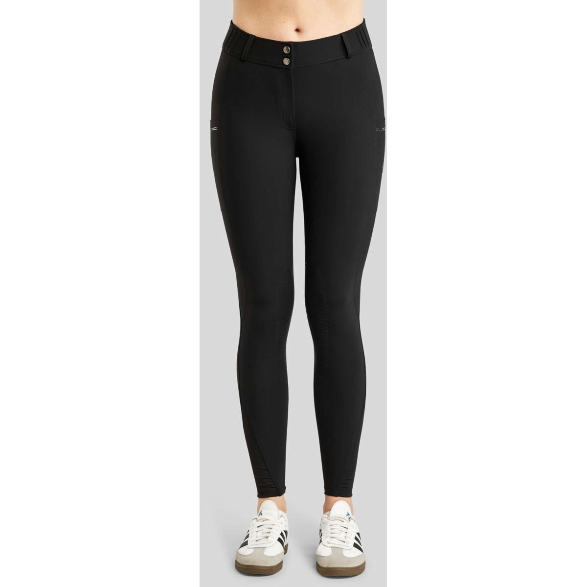 Montar Pantalones MoZuna Gun Metal Crystals Agarre de rodilla Negro