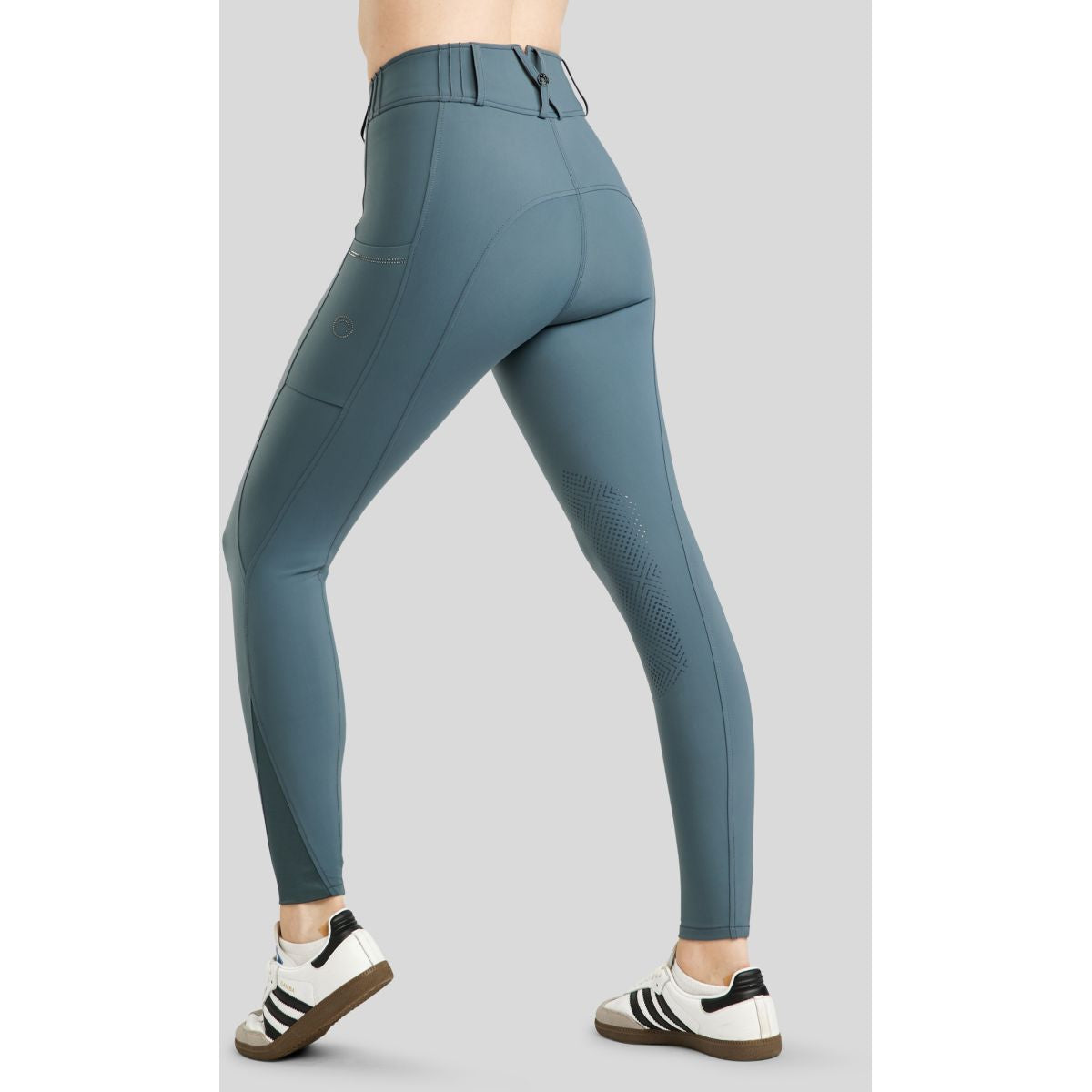 Montar Pantalones MoZuna Gun Metal Crystals Agarre de rodilla Pizarra oscura